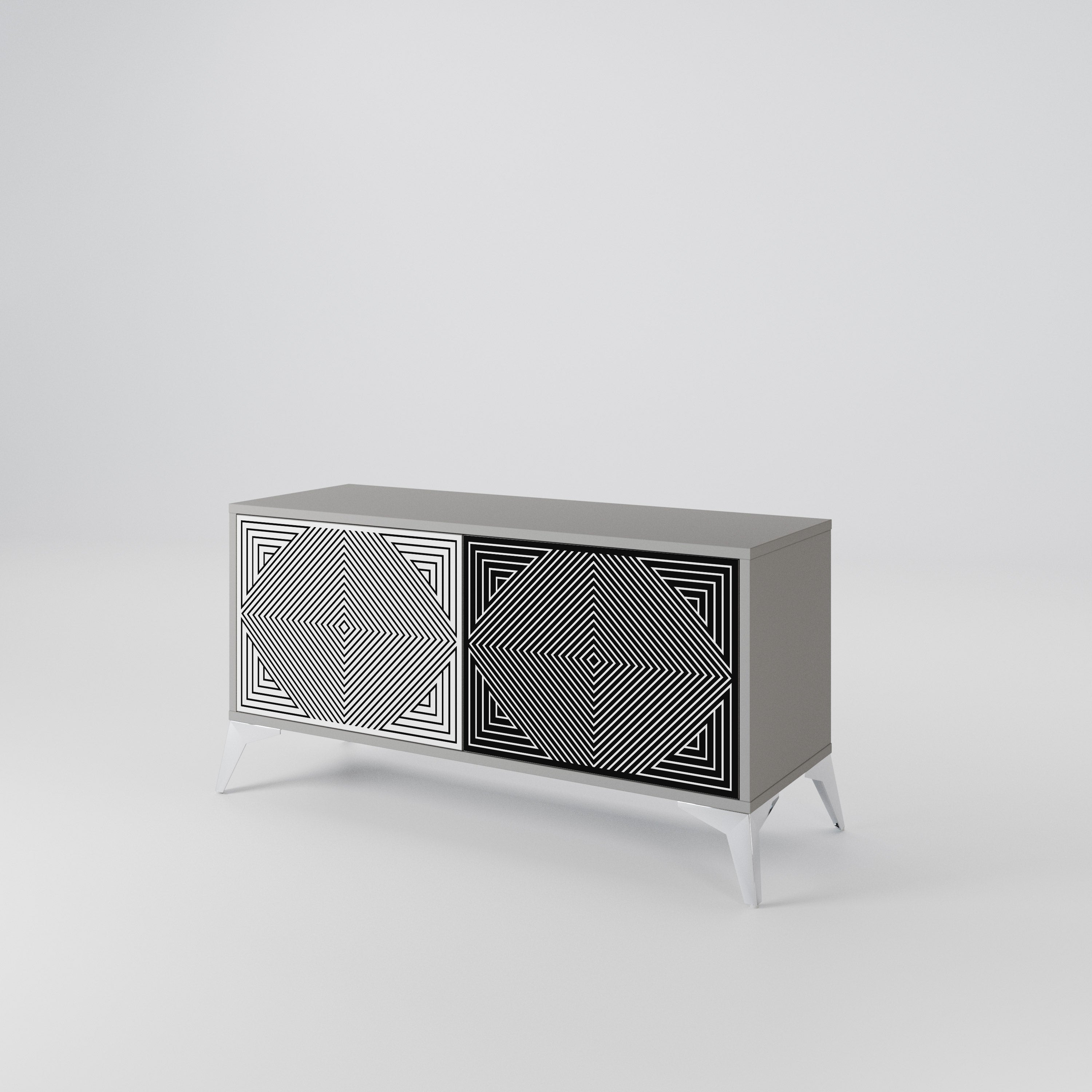 POLYGON ILLUSION Compact 2-Door TV Cabinet