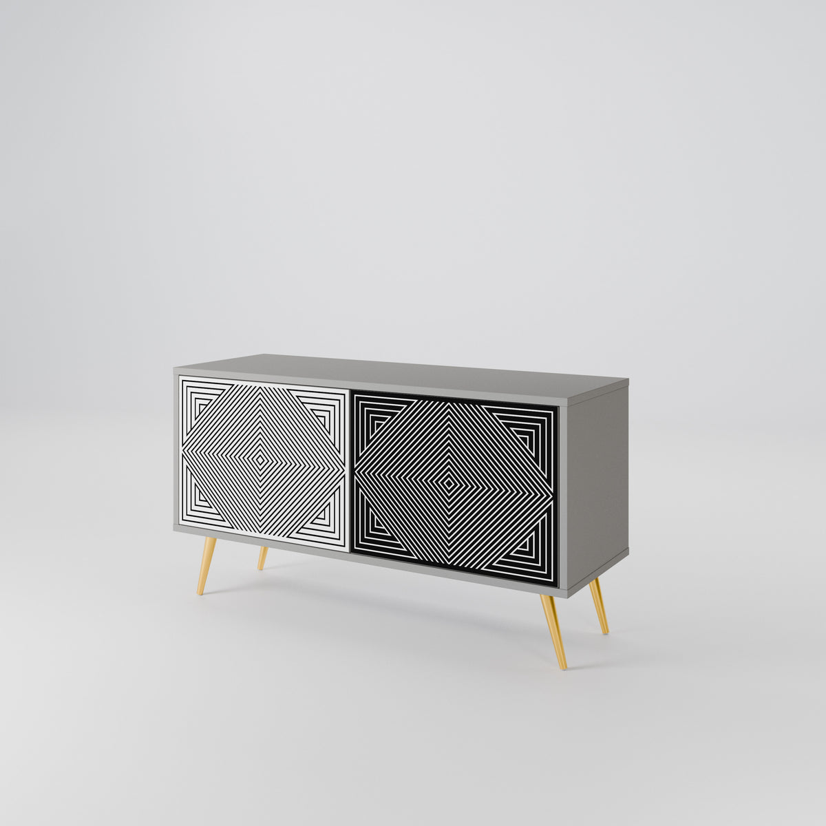 POLYGON ILLUSION Compact 2-Door TV Cabinet