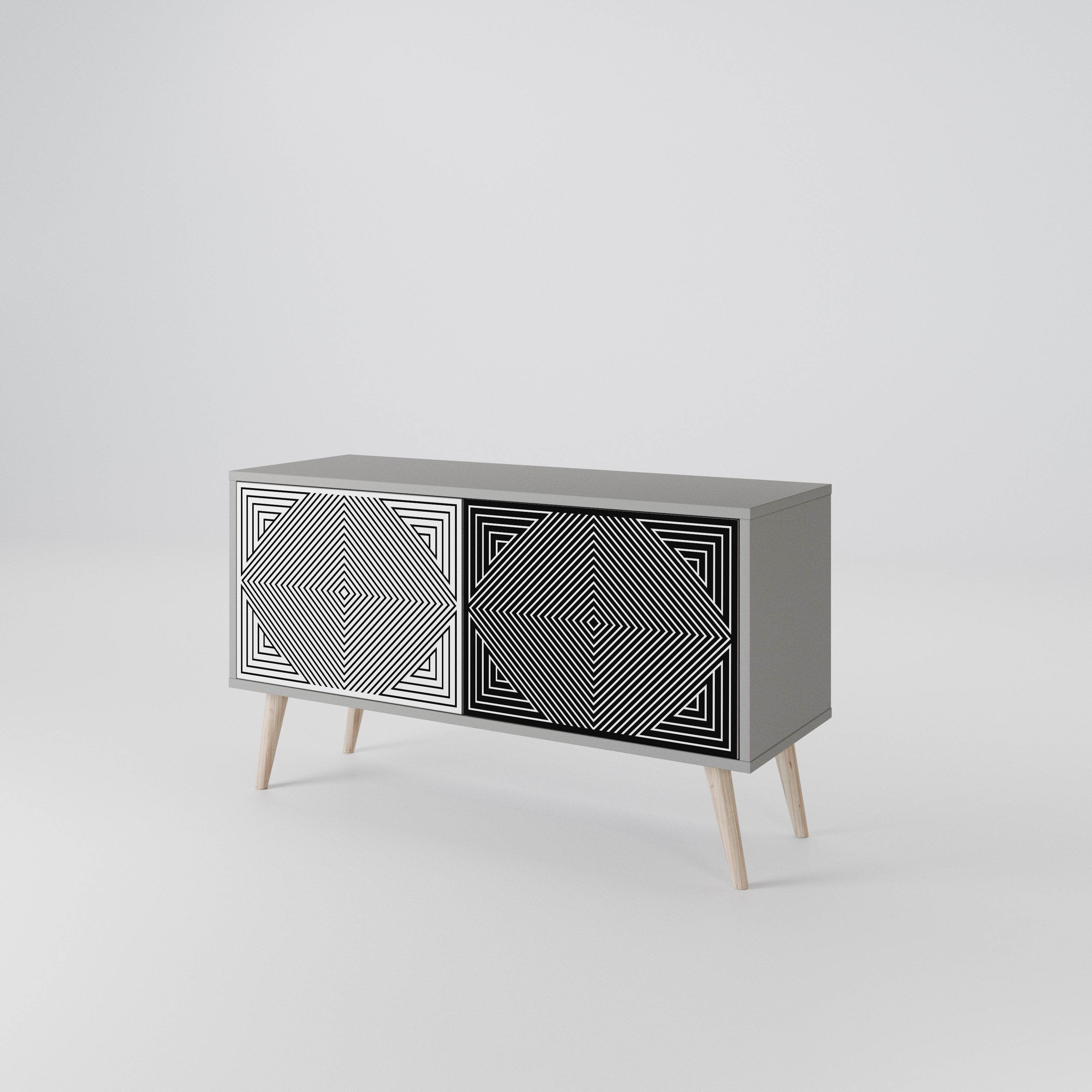 POLYGON ILLUSION Compact 2-Door TV Cabinet