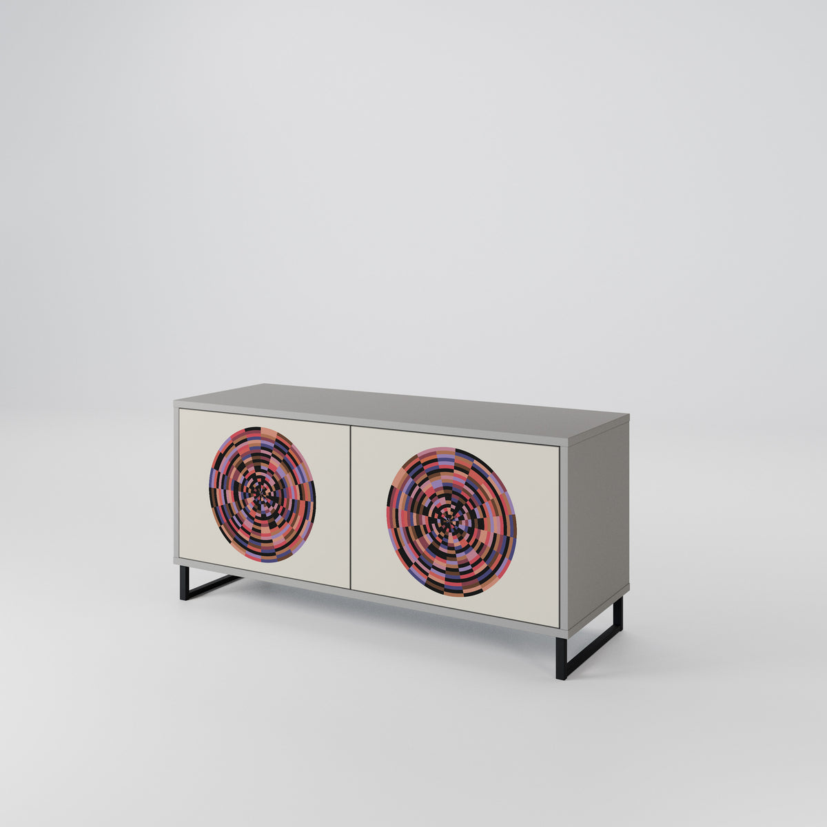 BROWN CIRCLES Compact 2-Door TV Cabinet