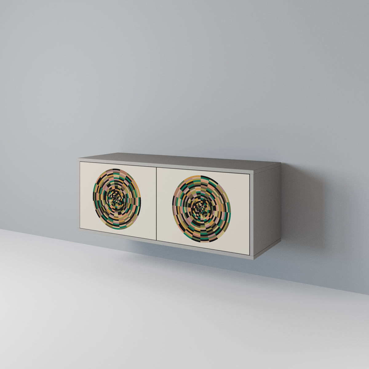 GREEN CIRCLES Mueble de TV Compacto de 2 puertas
