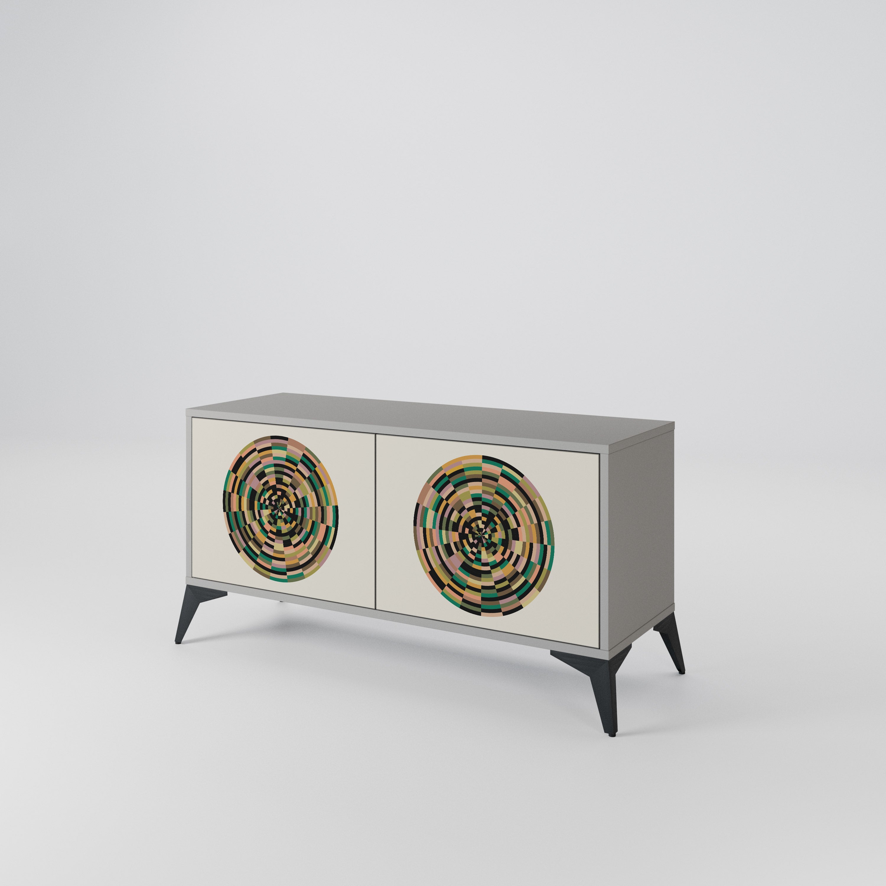 GREEN CIRCLES Compact 2-Door TV Cabinet