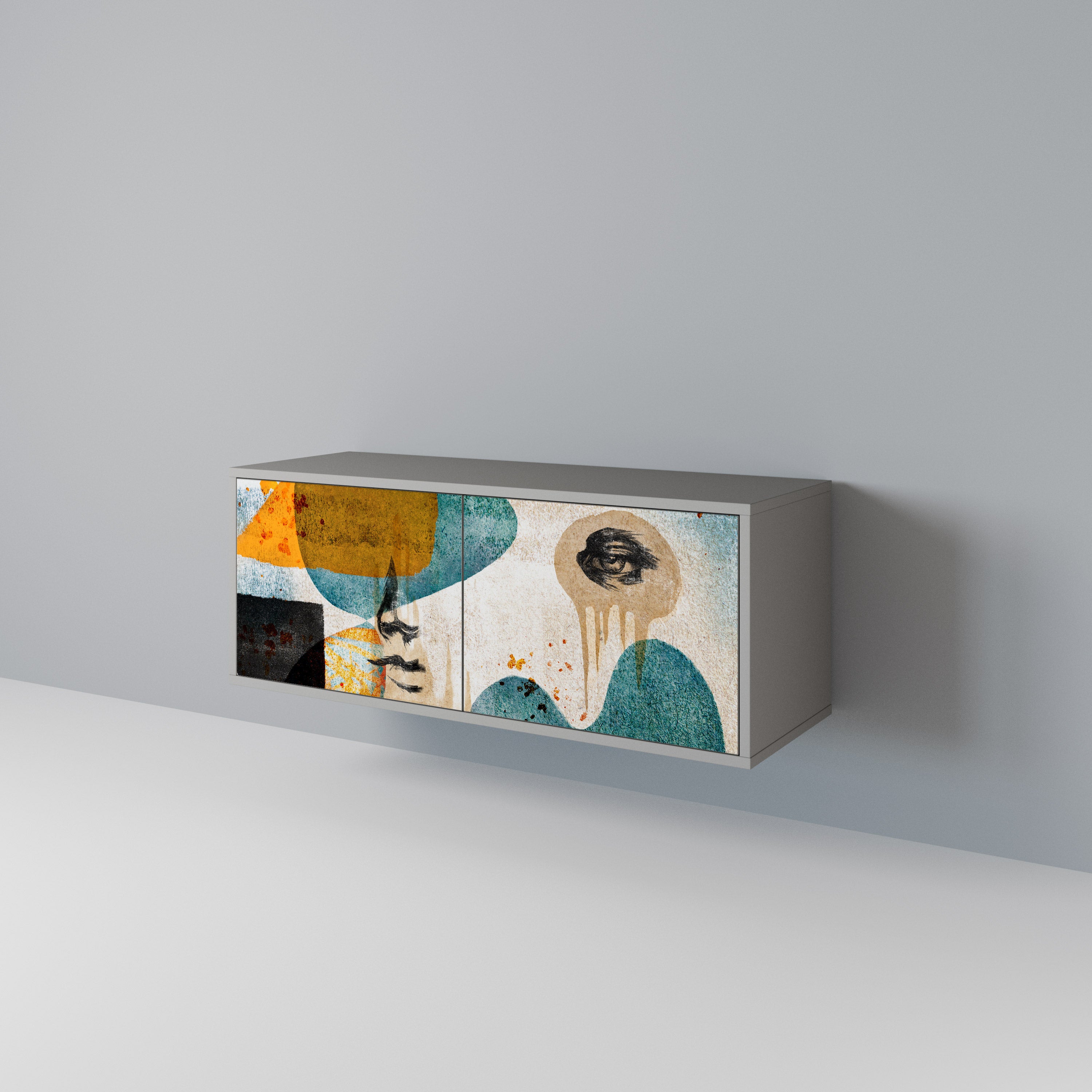 ABSTRACT FACES Mueble de TV Compacto de 2 puertas