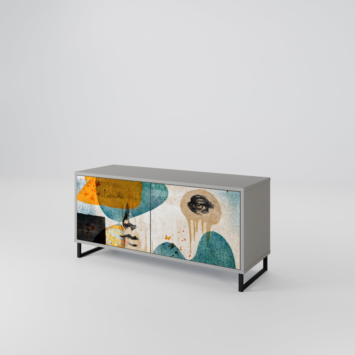 ABSTRACT FACES Mueble de TV Compacto de 2 puertas