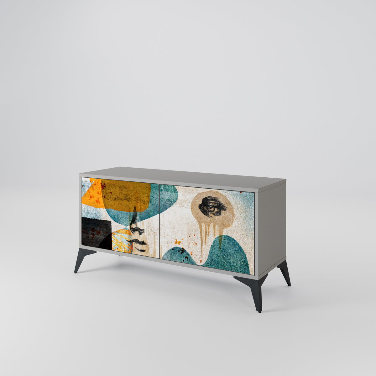 ABSTRACT FACES Mueble de TV Compacto de 2 puertas