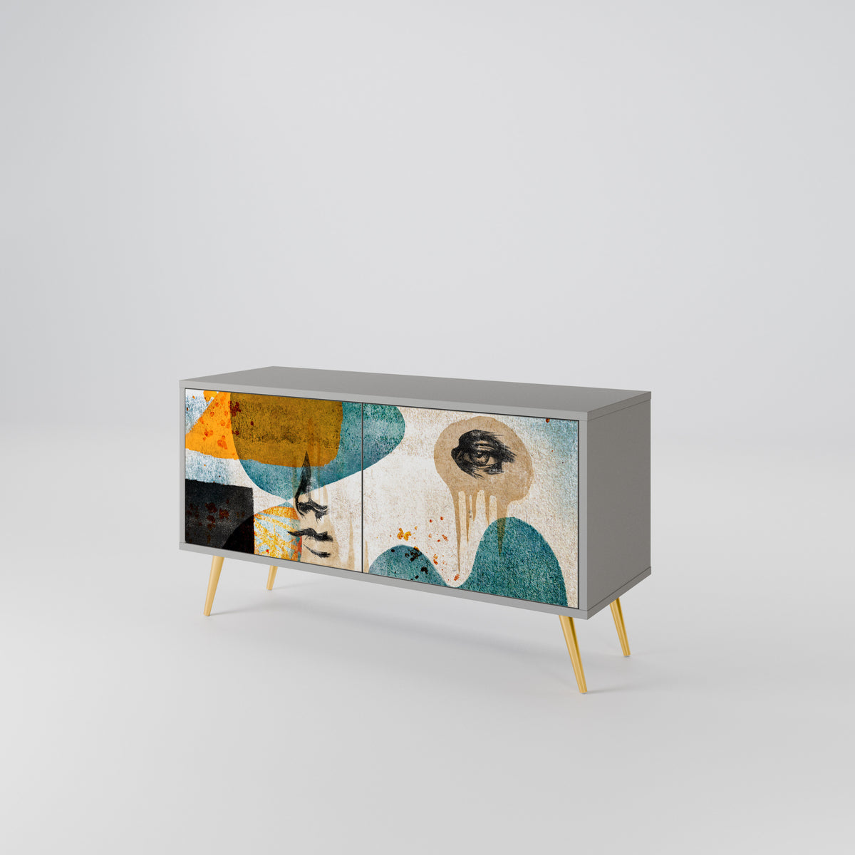 ABSTRACT FACES Mueble de TV Compacto de 2 puertas