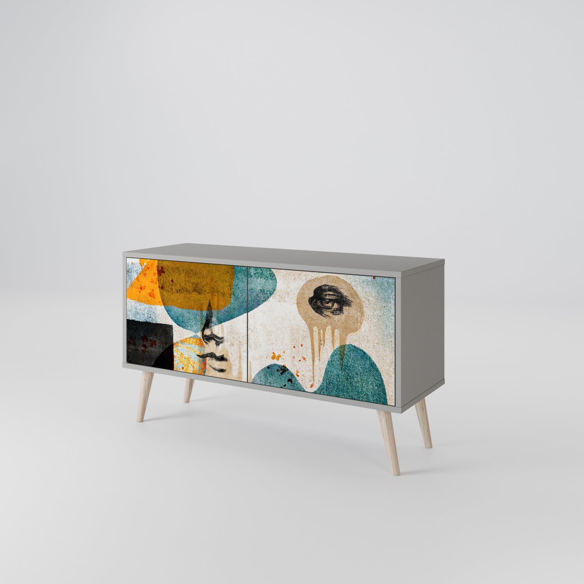 ABSTRACT FACES Mueble de TV Compacto de 2 puertas