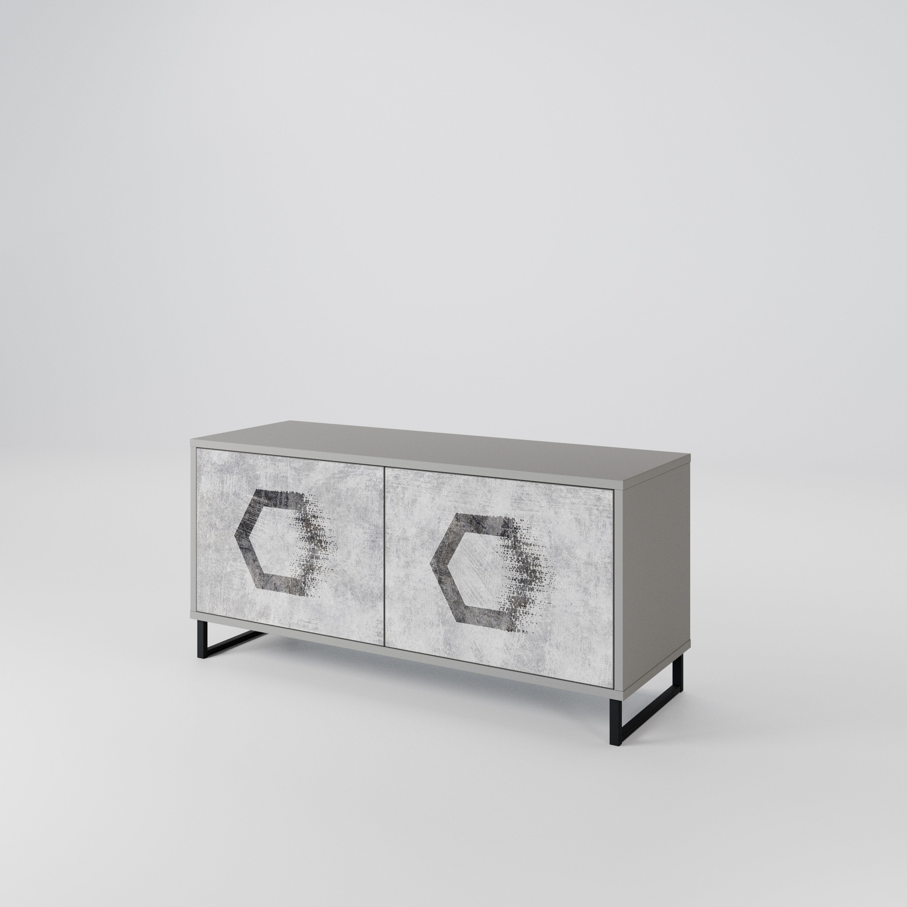 HEXAGONAL FIGURES Compact 2-Door TV Cabinet