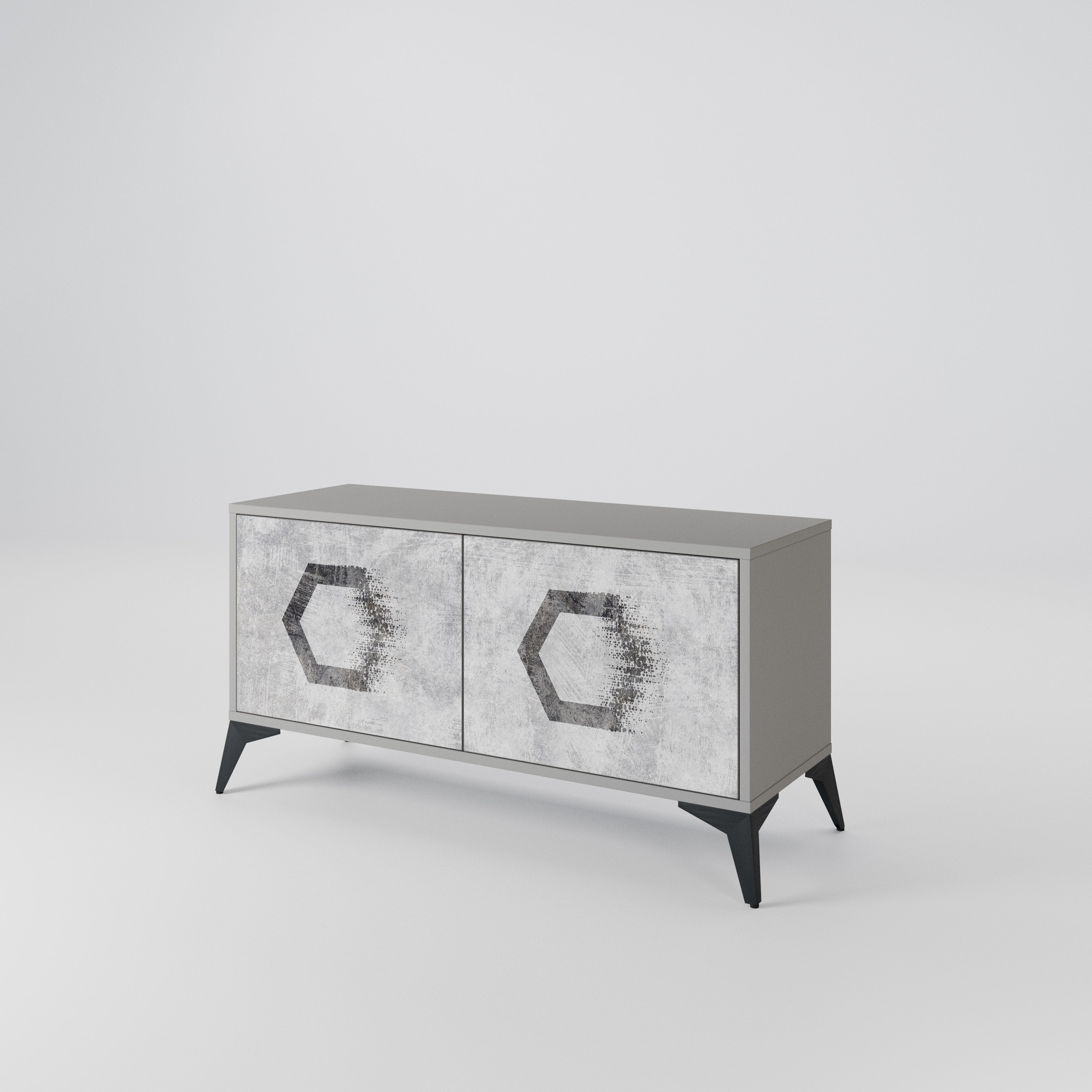 HEXAGONAL FIGURES Compact 2-Door TV Cabinet