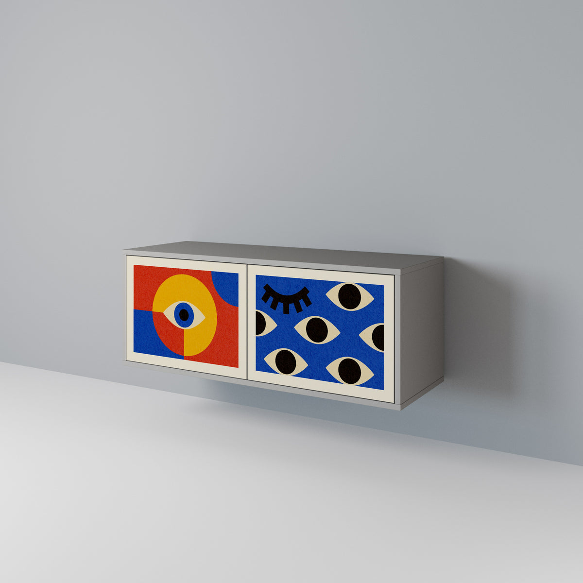 GEOMETRIC EYES Mueble de TV Compacto de 2 puertas
