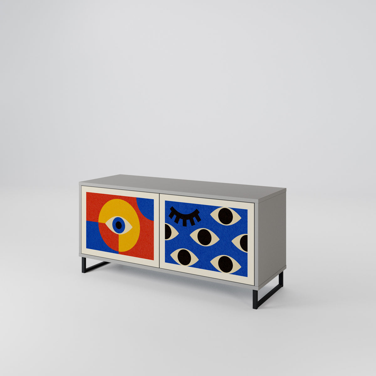 GEOMETRIC EYES Mueble de TV Compacto de 2 puertas