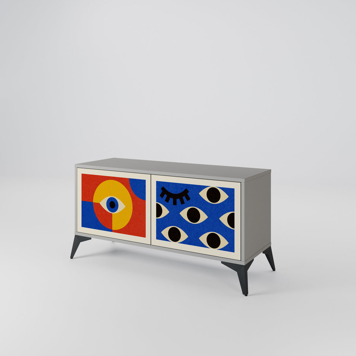 GEOMETRIC EYES Mueble de TV Compacto de 2 puertas
