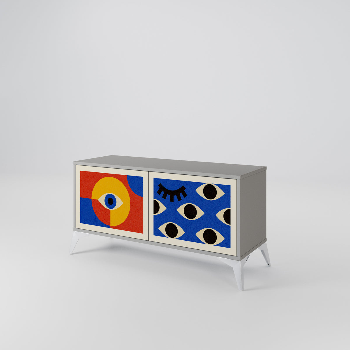 GEOMETRIC EYES Mueble de TV Compacto de 2 puertas