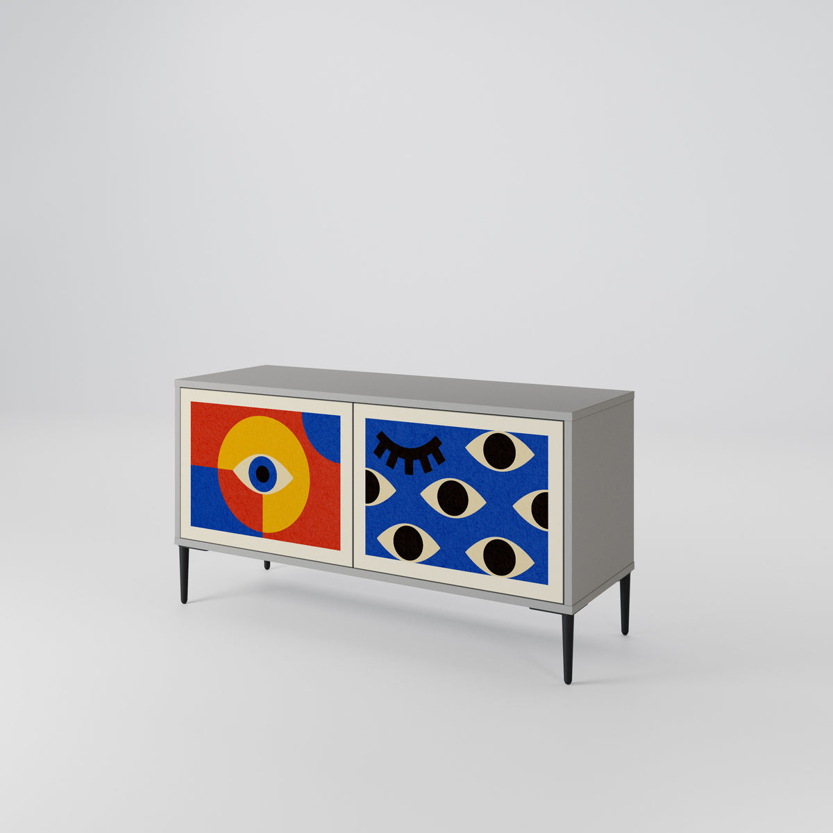 GEOMETRIC EYES Mueble de TV Compacto de 2 puertas
