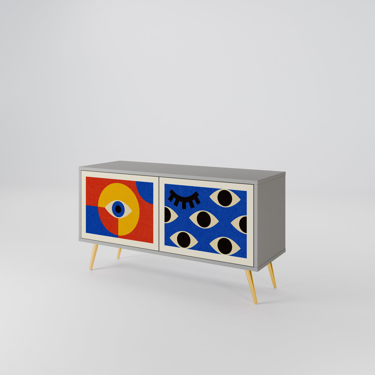 GEOMETRIC EYES Mueble de TV Compacto de 2 puertas