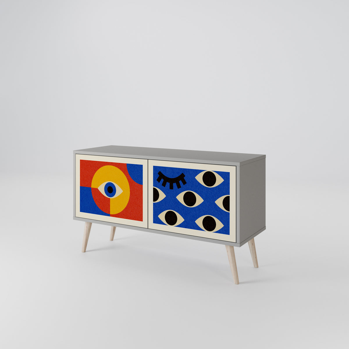 GEOMETRIC EYES Mueble de TV Compacto de 2 puertas