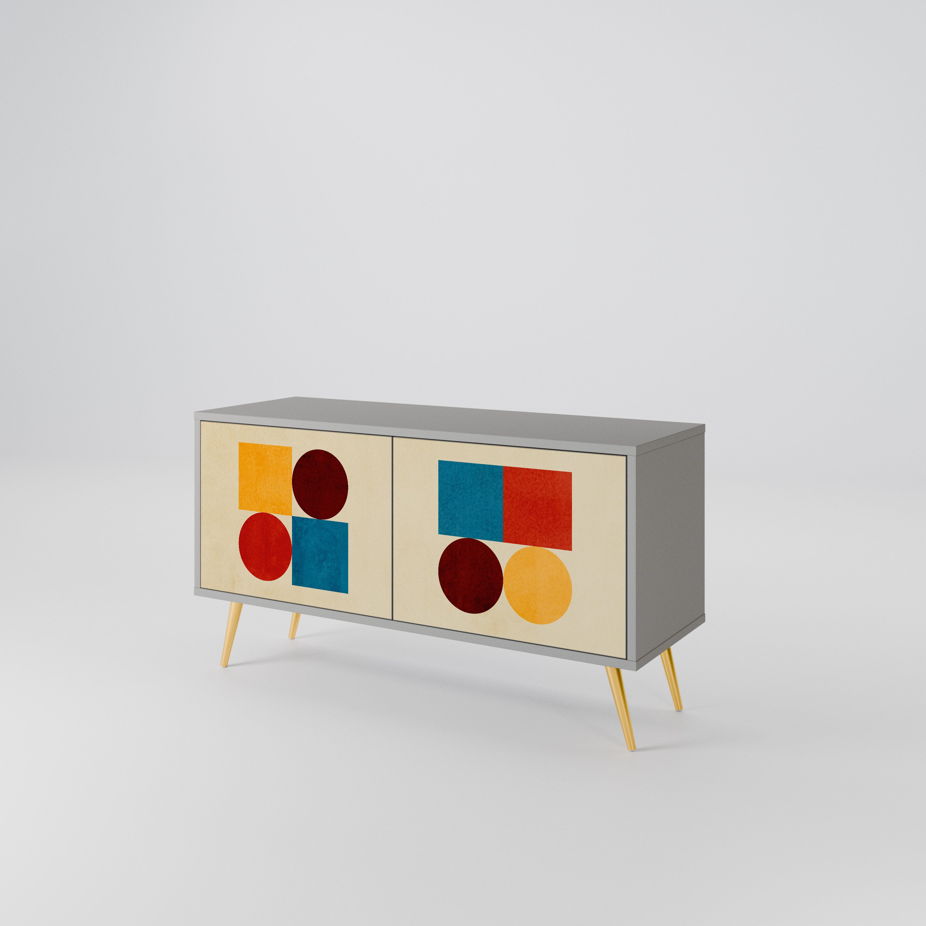GEOMETRIC PUZZLE Compact 2-Door TV Cabinet