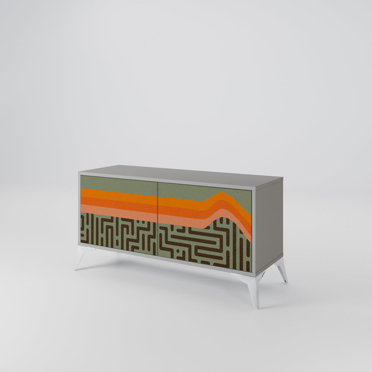 SIMPLE SOLUTIONS Mueble de TV Compacto de 2 puertas
