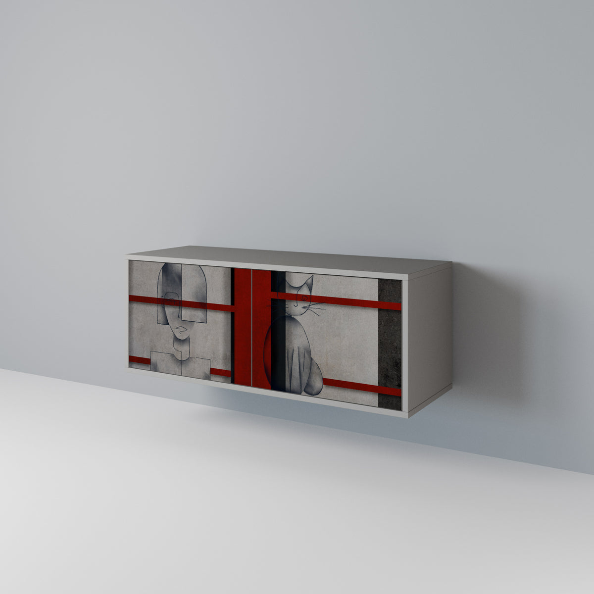 GRAY FIGURES Mueble de TV Compacto de 2 puertas