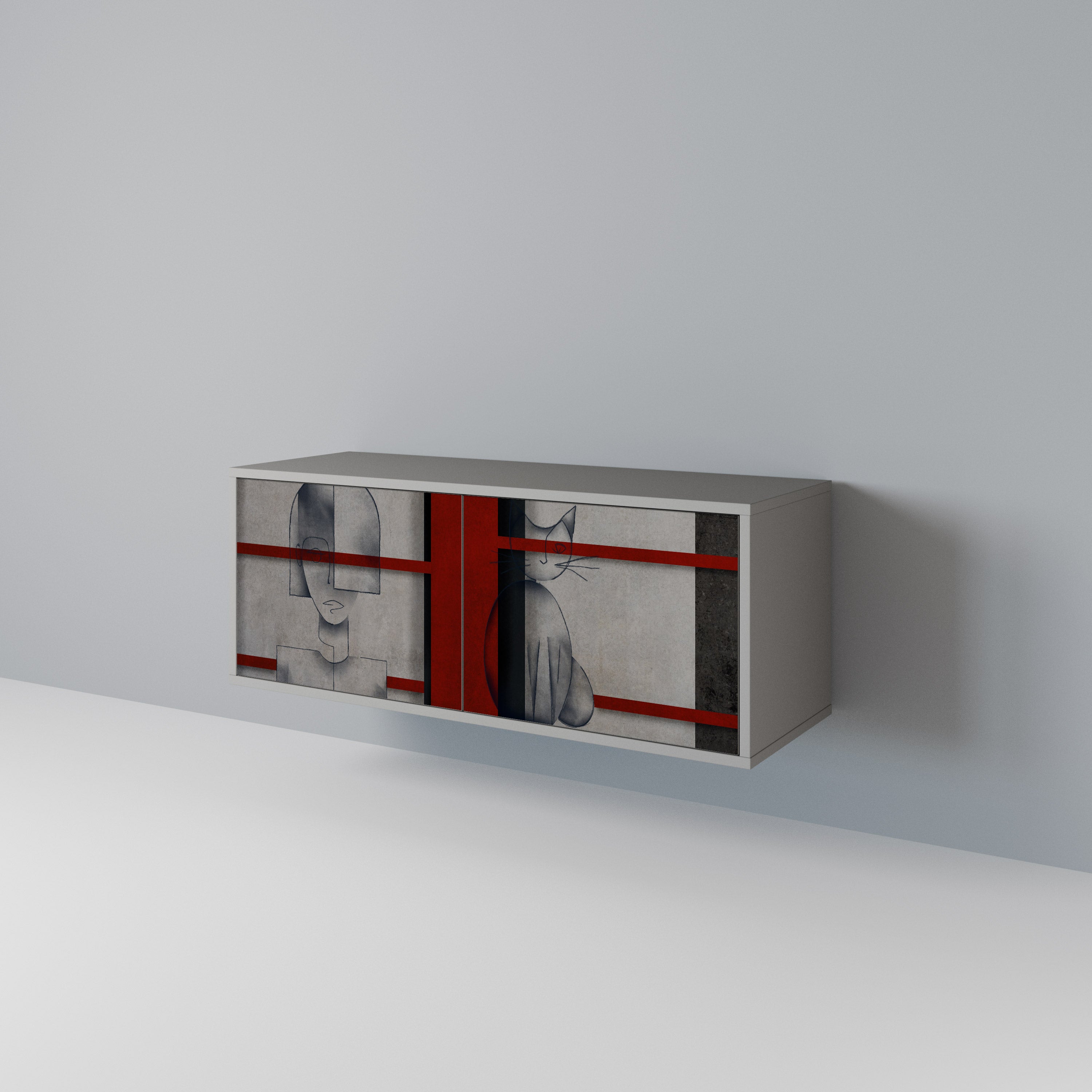 GRAY FIGURES Mueble de TV Compacto de 2 puertas