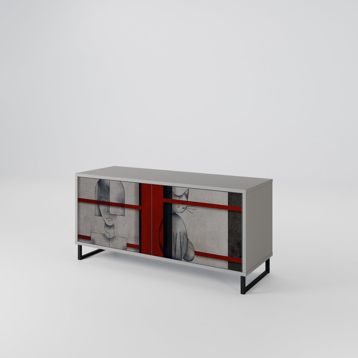 GRAY FIGURES Mueble de TV Compacto de 2 puertas
