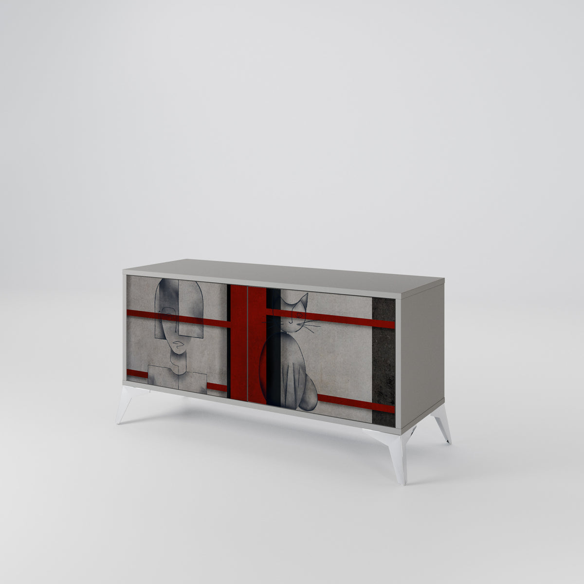 GRAY FIGURES Mueble de TV Compacto de 2 puertas