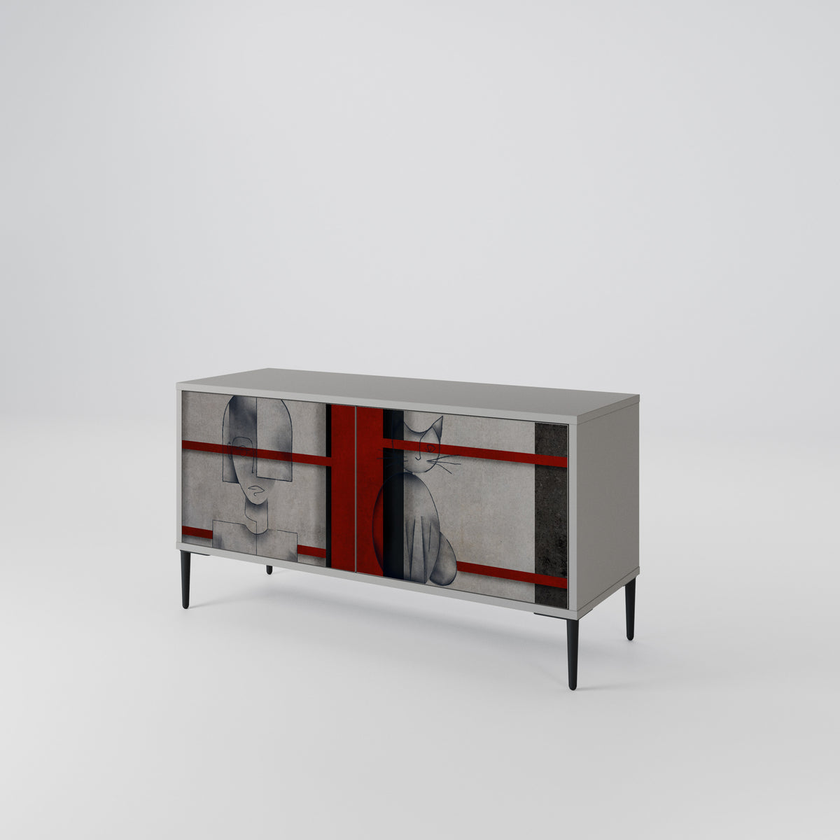 GRAY FIGURES Mueble de TV Compacto de 2 puertas