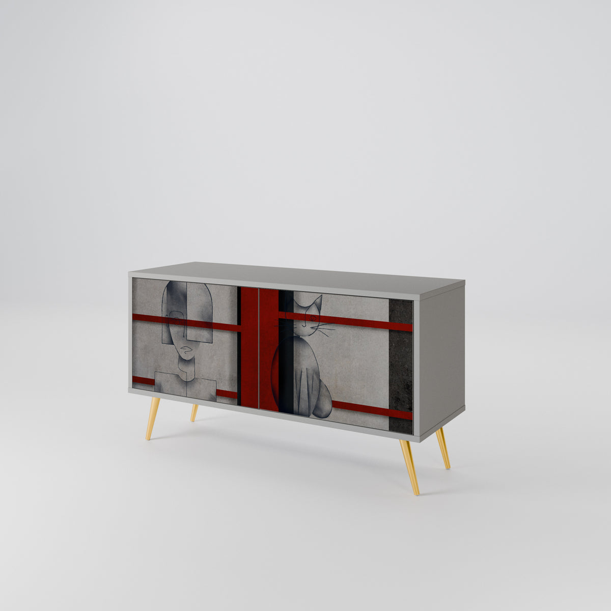 GRAY FIGURES Mueble de TV Compacto de 2 puertas