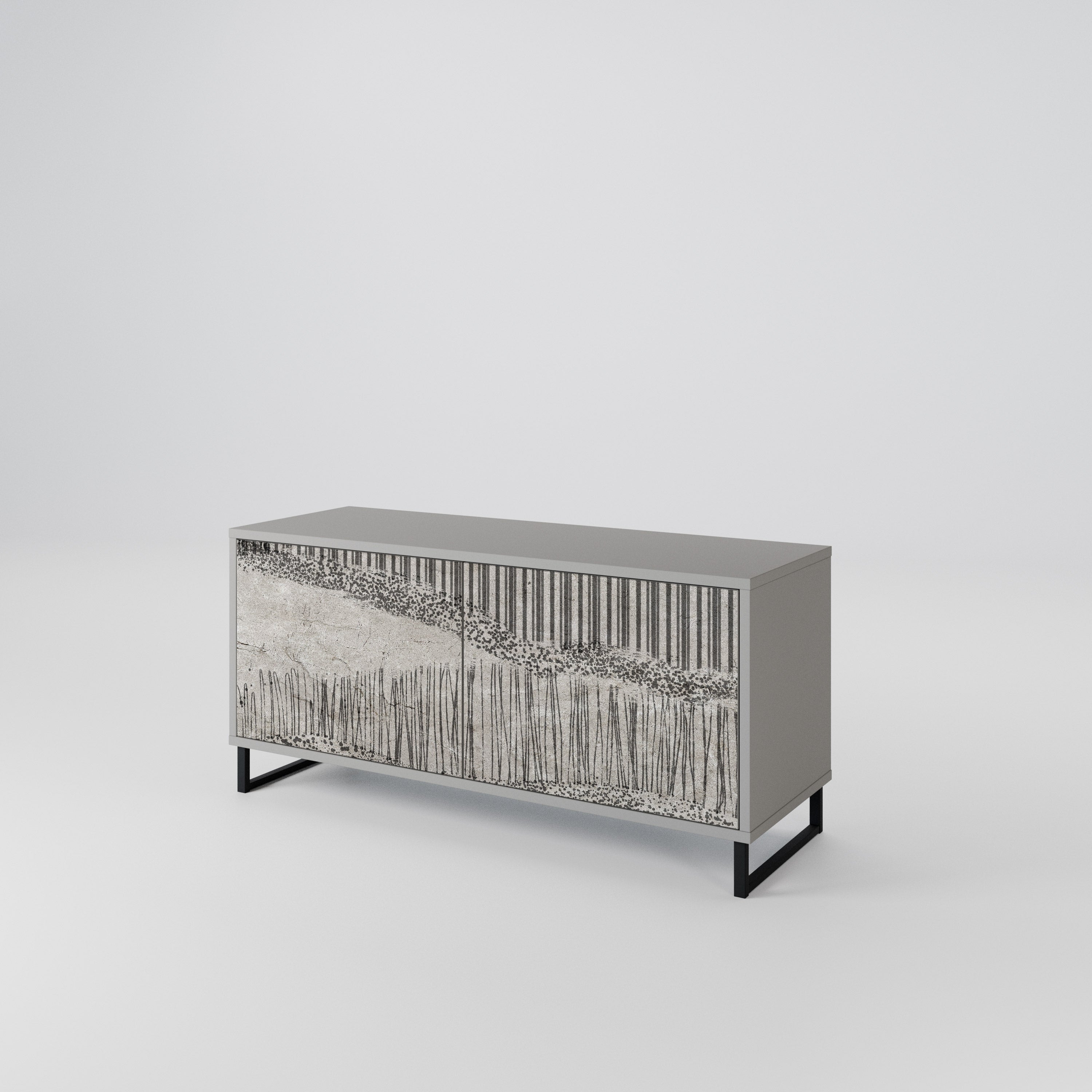 GRAIN LINES Mueble de TV Compacto de 2 puertas