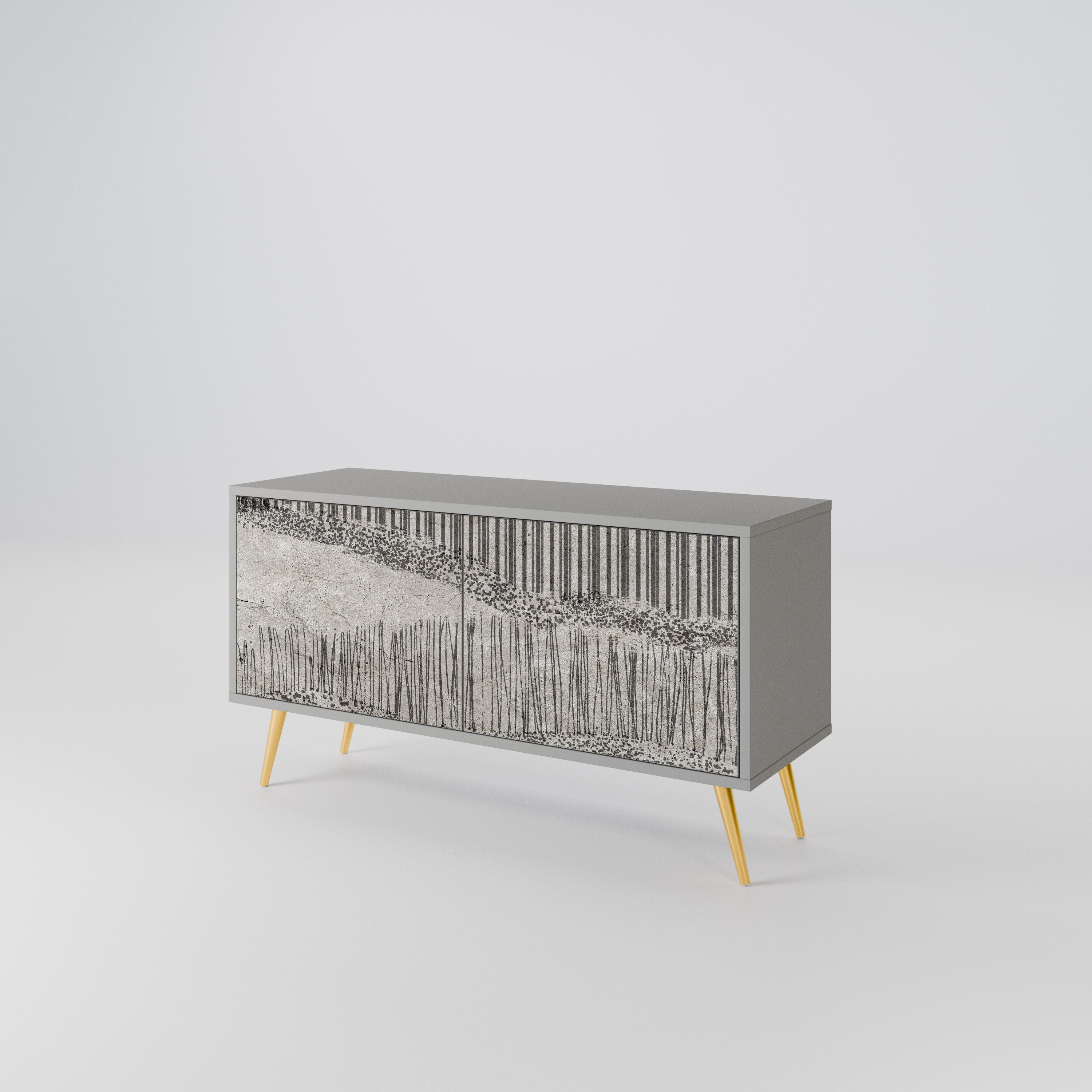 GRAIN LINES Mueble de TV Compacto de 2 puertas