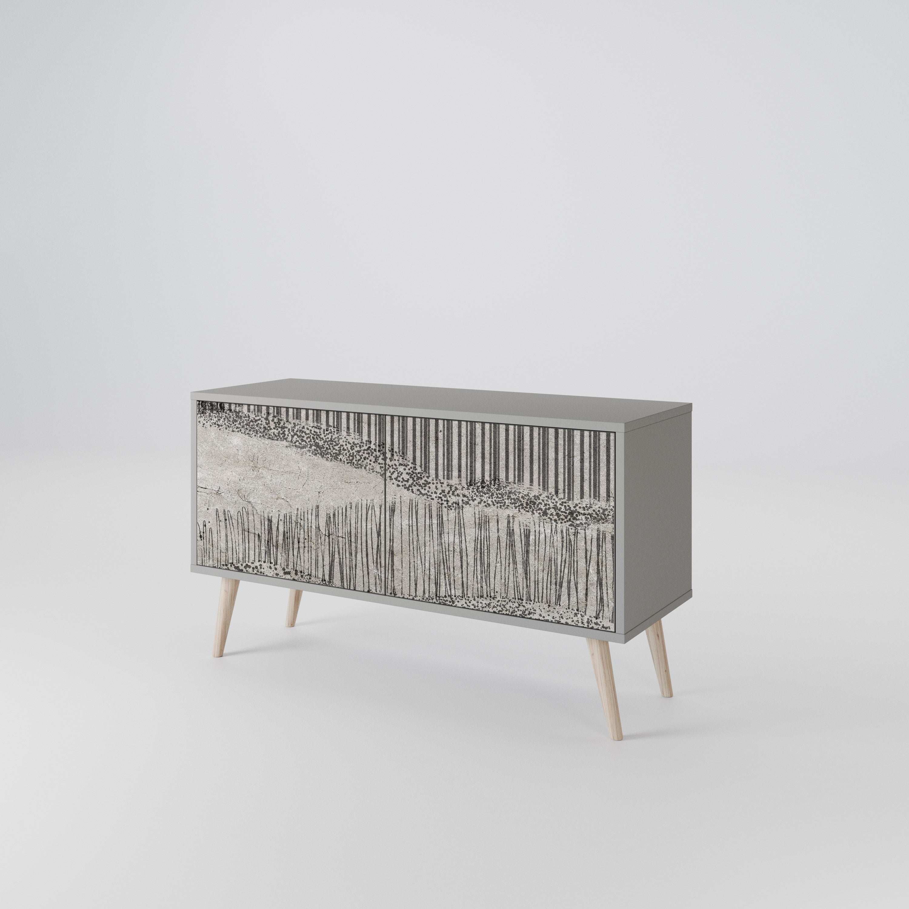 GRAIN LINES Mueble de TV Compacto de 2 puertas