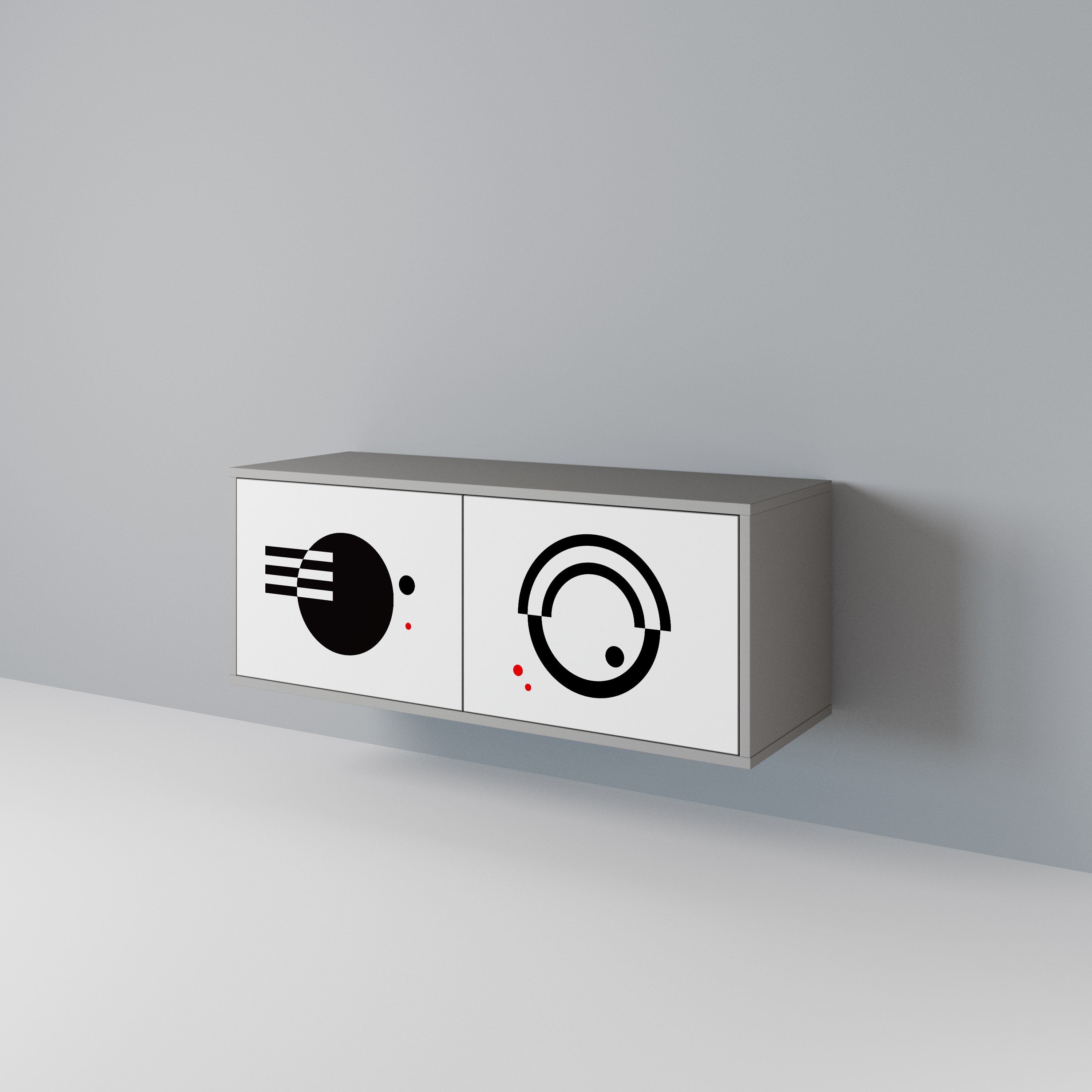 BLACK AND WHITE COMBINATION Mueble de TV Compacto de 2 puertas