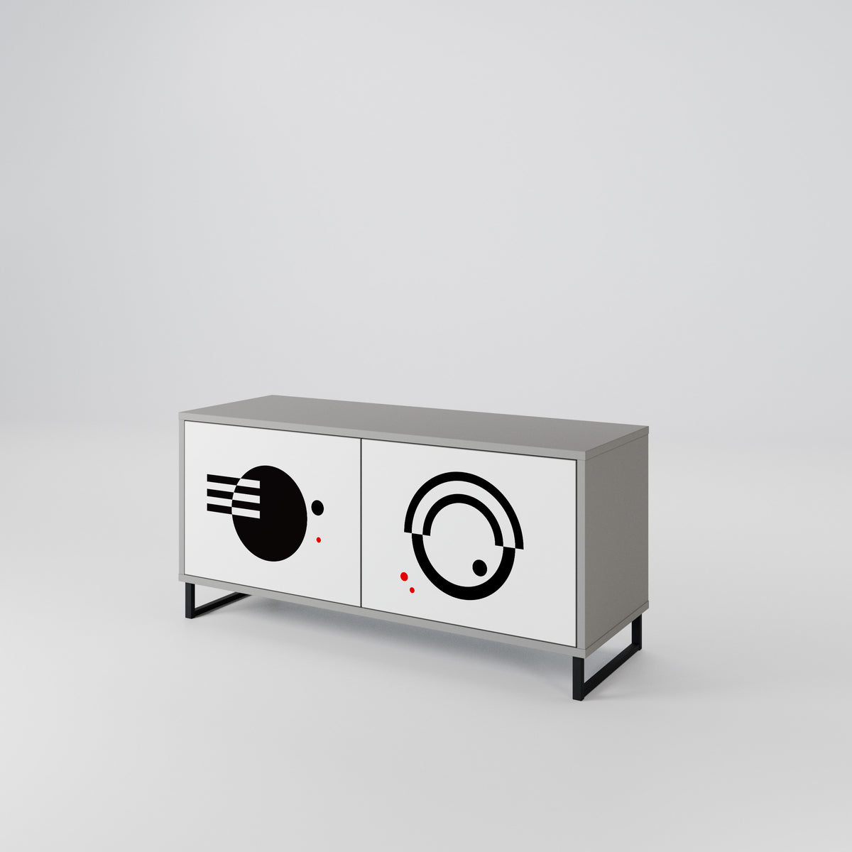 BLACK AND WHITE COMBINATION Mueble de TV Compacto de 2 puertas