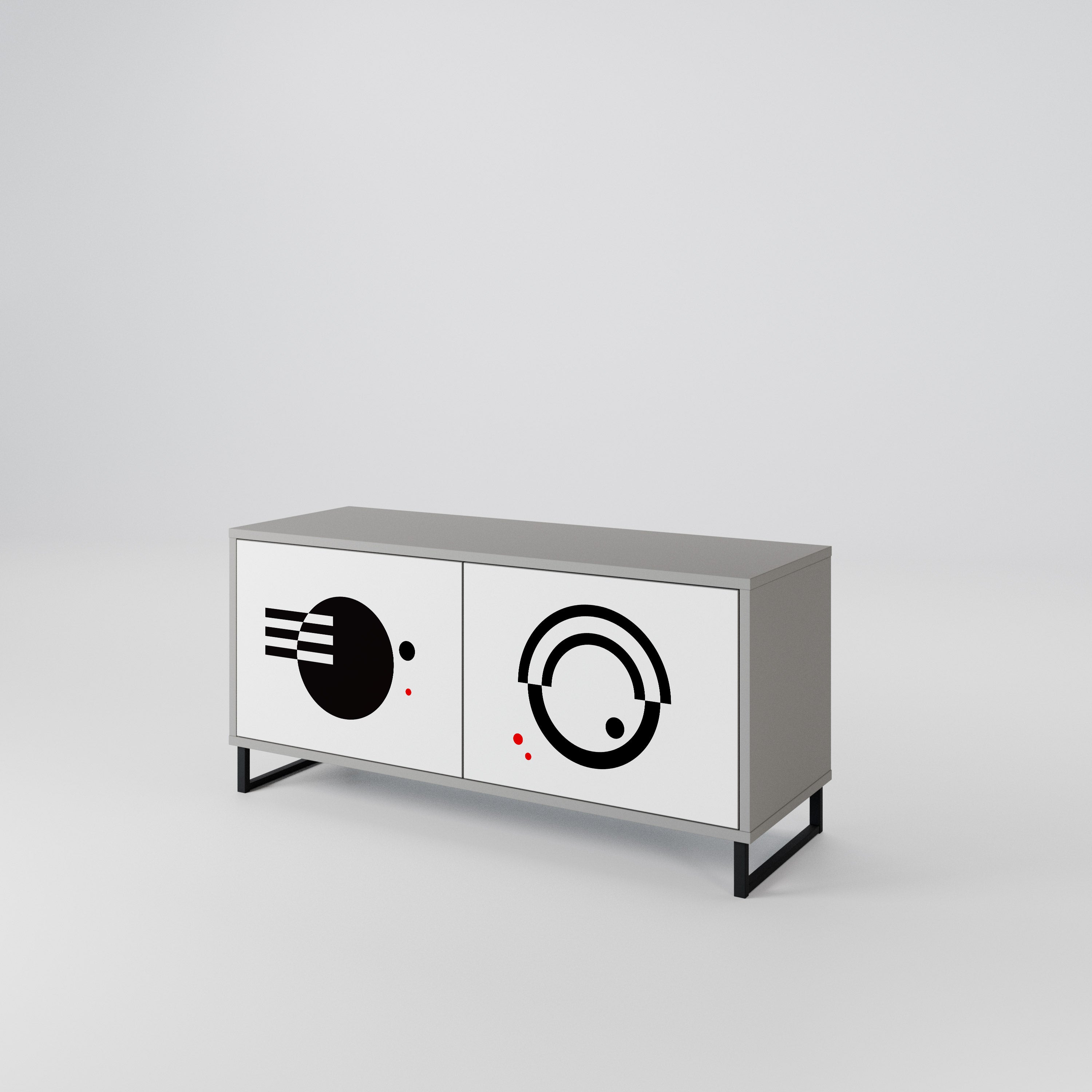 BLACK AND WHITE COMBINATION Mueble de TV Compacto de 2 puertas