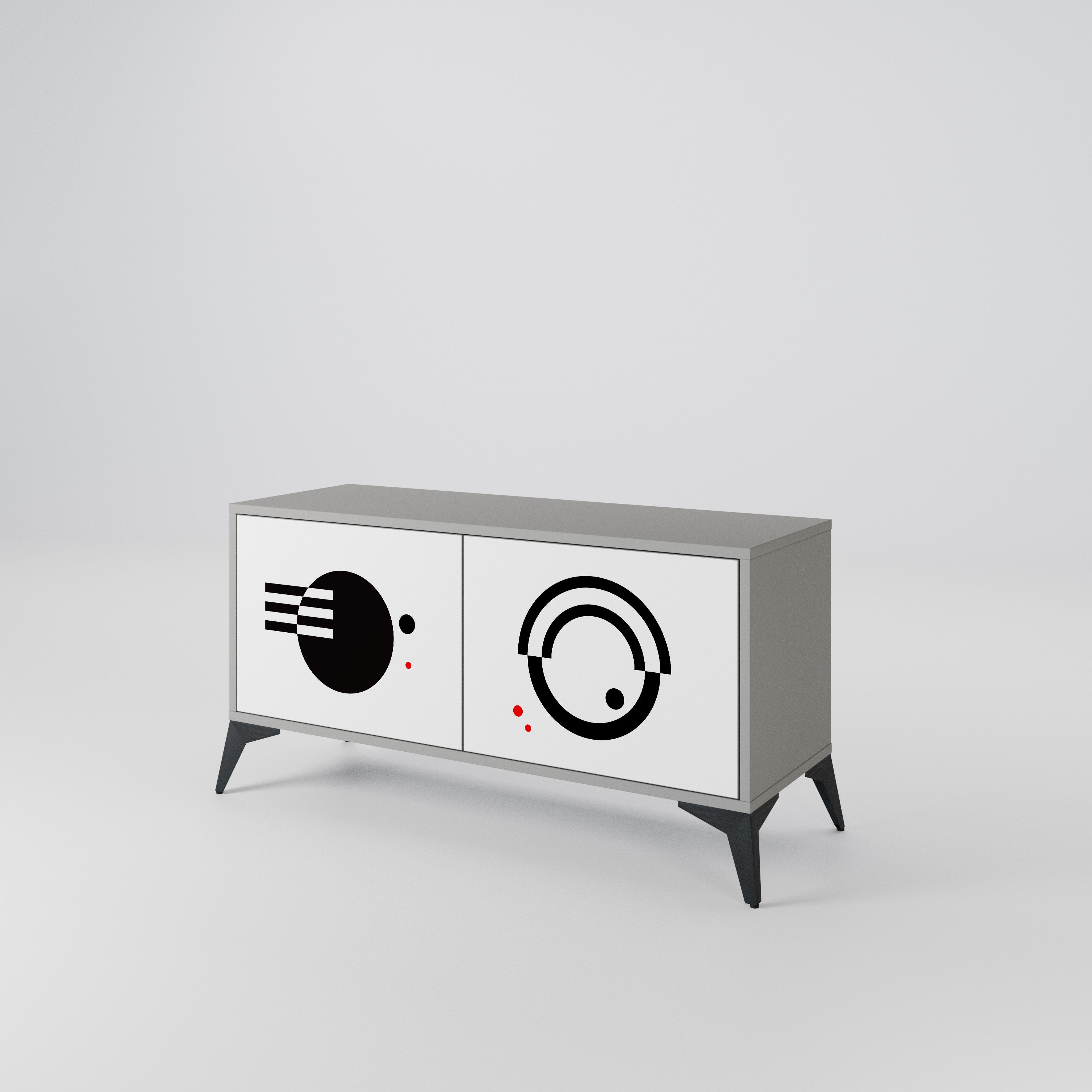 BLACK AND WHITE COMBINATION Mueble de TV Compacto de 2 puertas