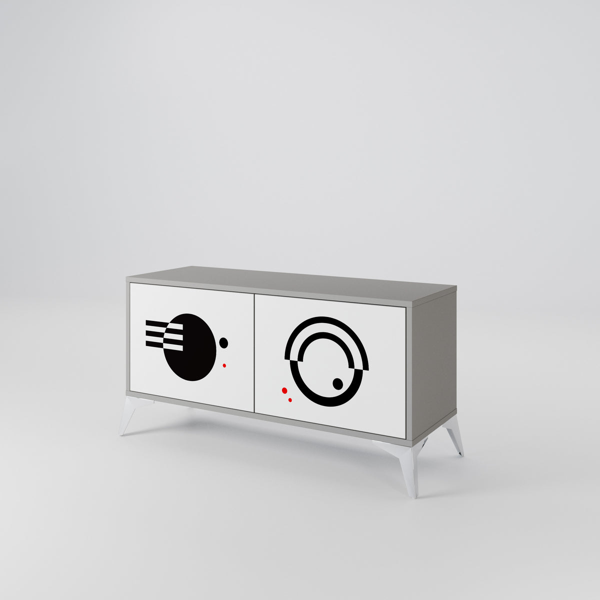 BLACK AND WHITE COMBINATION Mueble de TV Compacto de 2 puertas