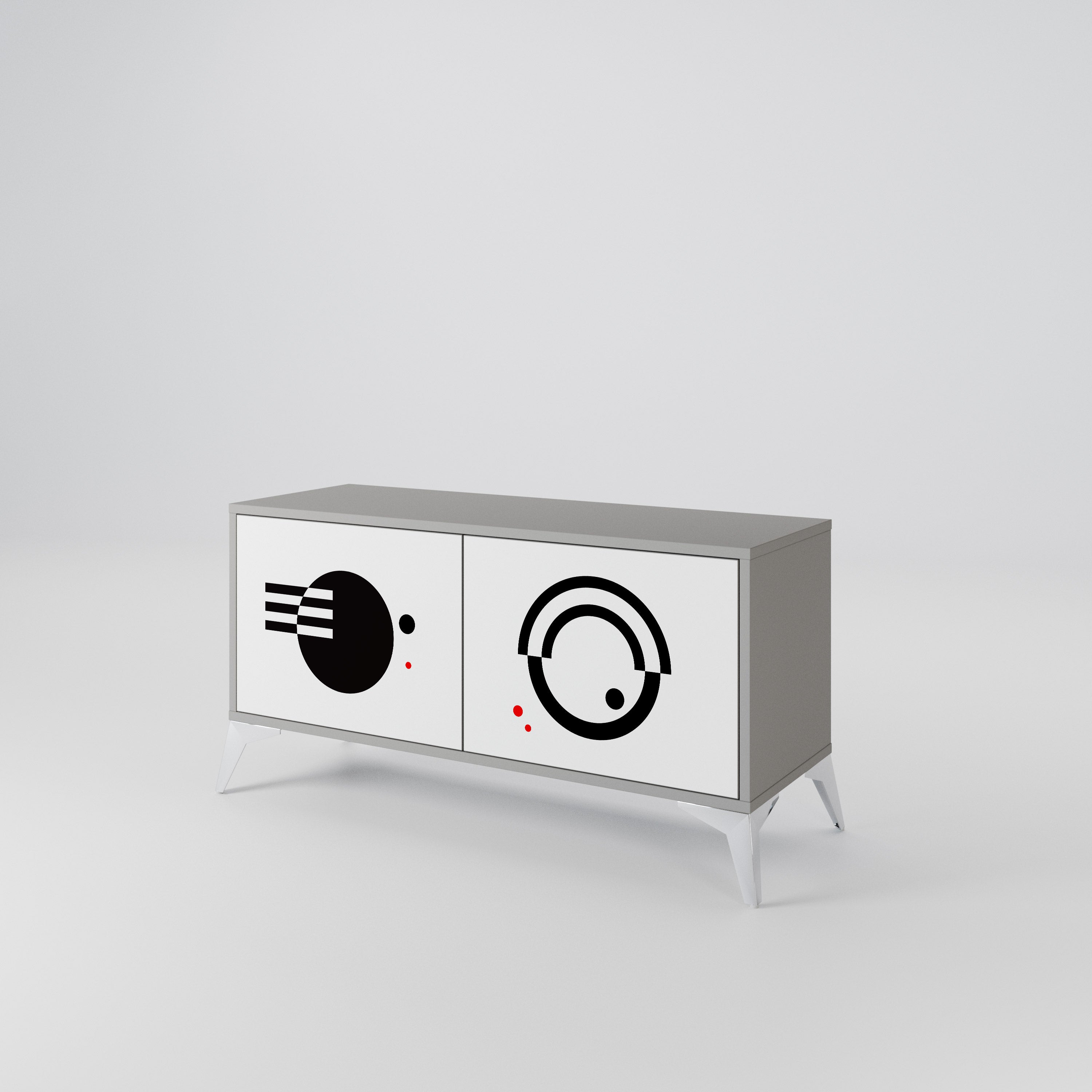 BLACK AND WHITE COMBINATION Mueble de TV Compacto de 2 puertas