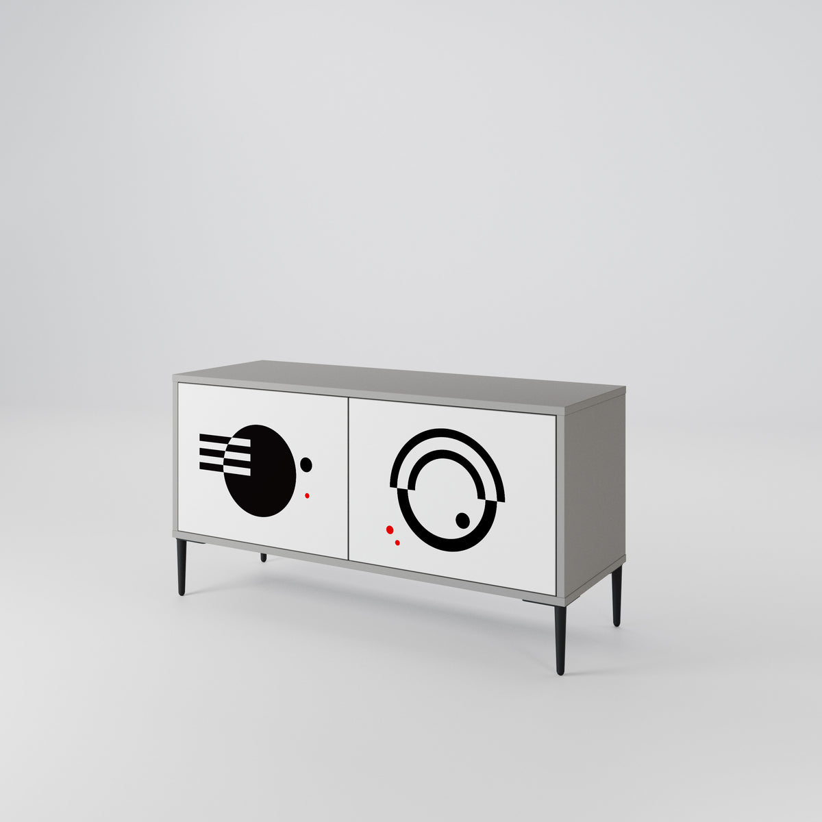 BLACK AND WHITE COMBINATION Mueble de TV Compacto de 2 puertas