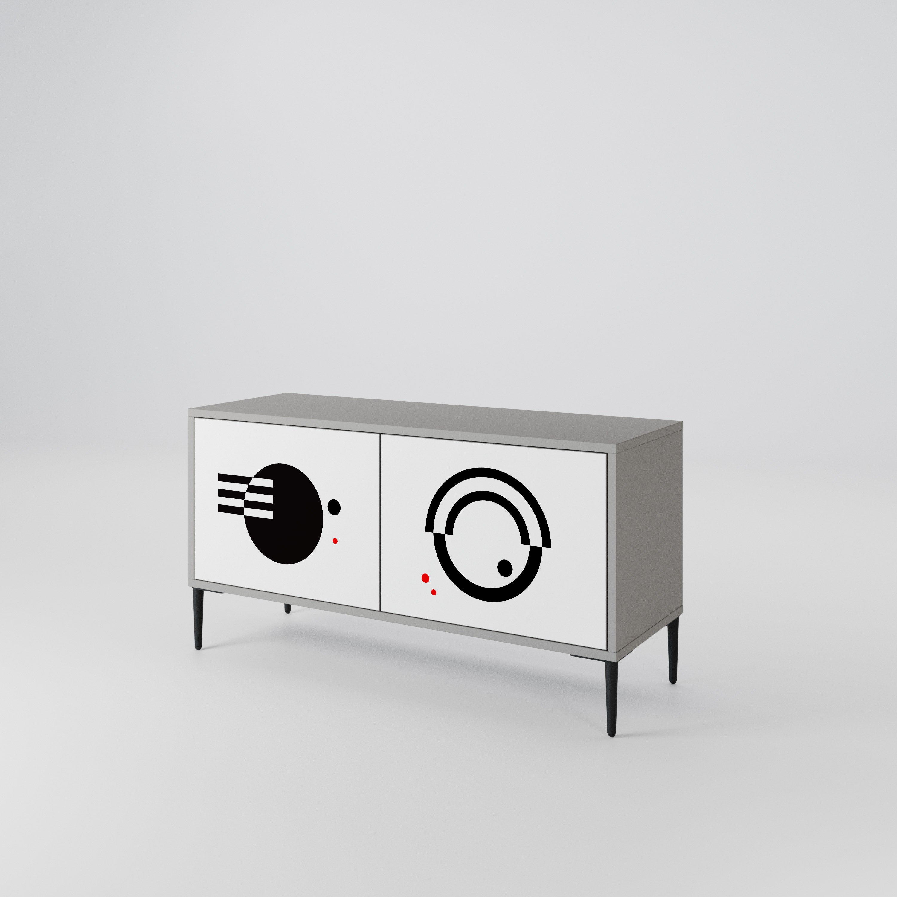 BLACK AND WHITE COMBINATION Mueble de TV Compacto de 2 puertas