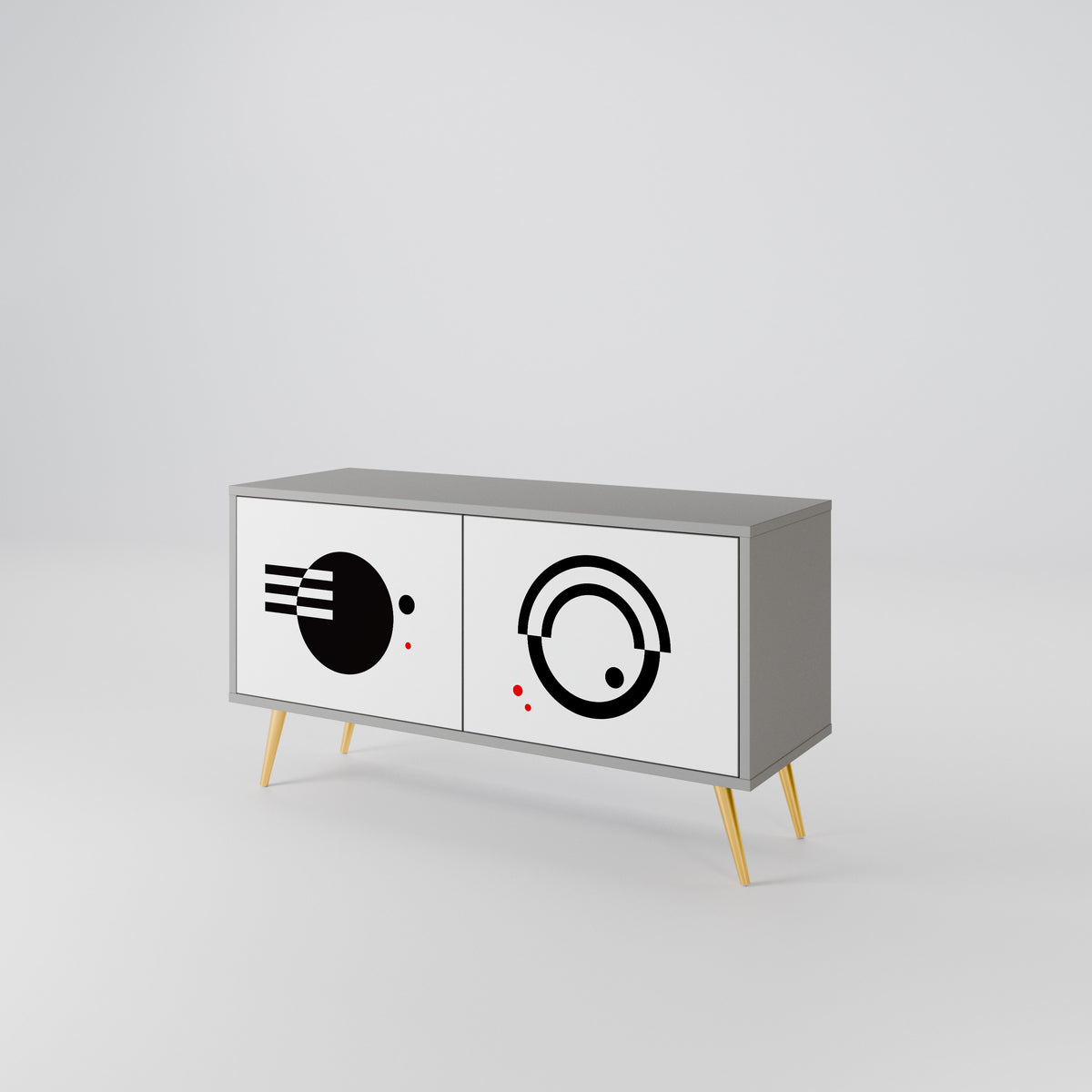 BLACK AND WHITE COMBINATION Mueble de TV Compacto de 2 puertas
