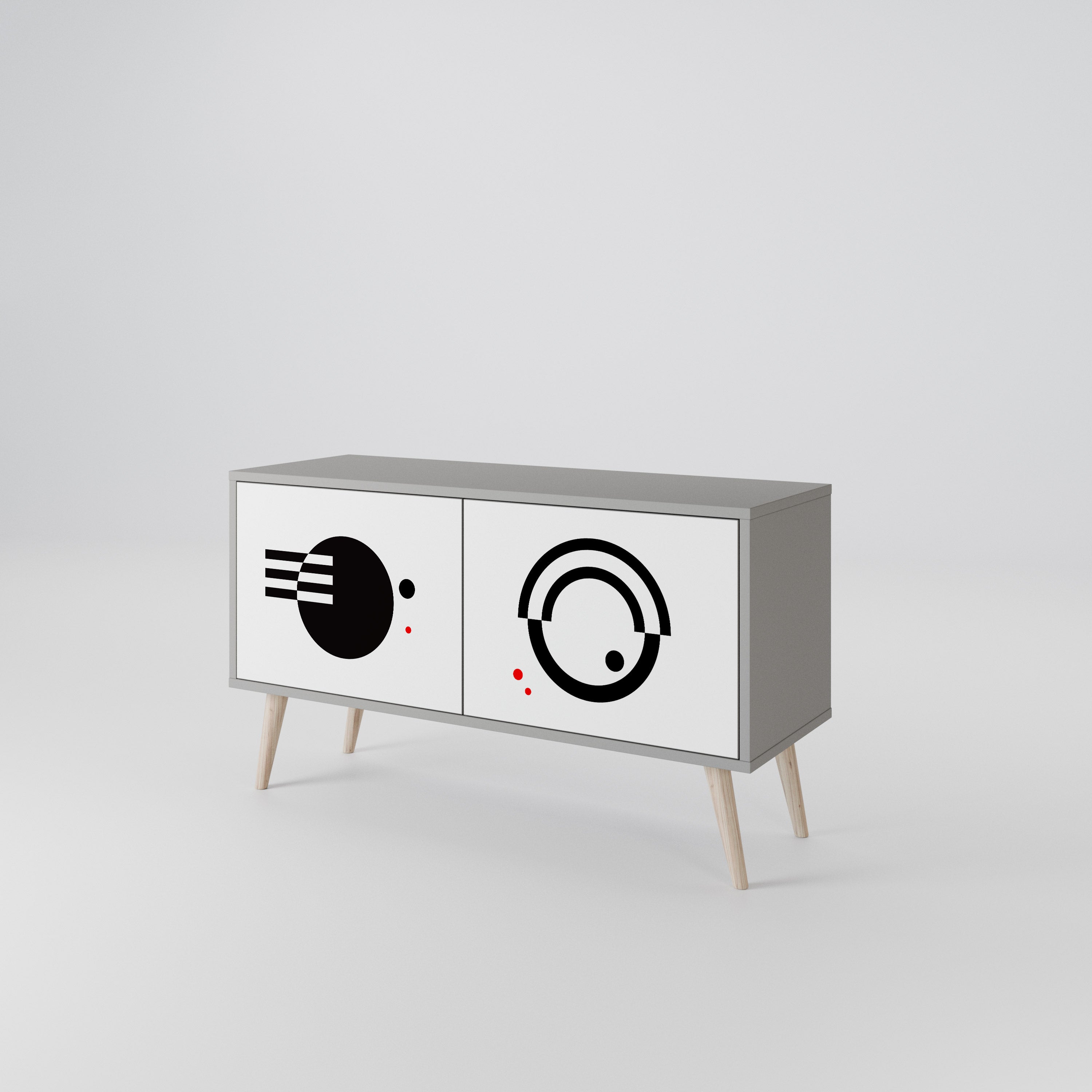 BLACK AND WHITE COMBINATION Mueble de TV Compacto de 2 puertas