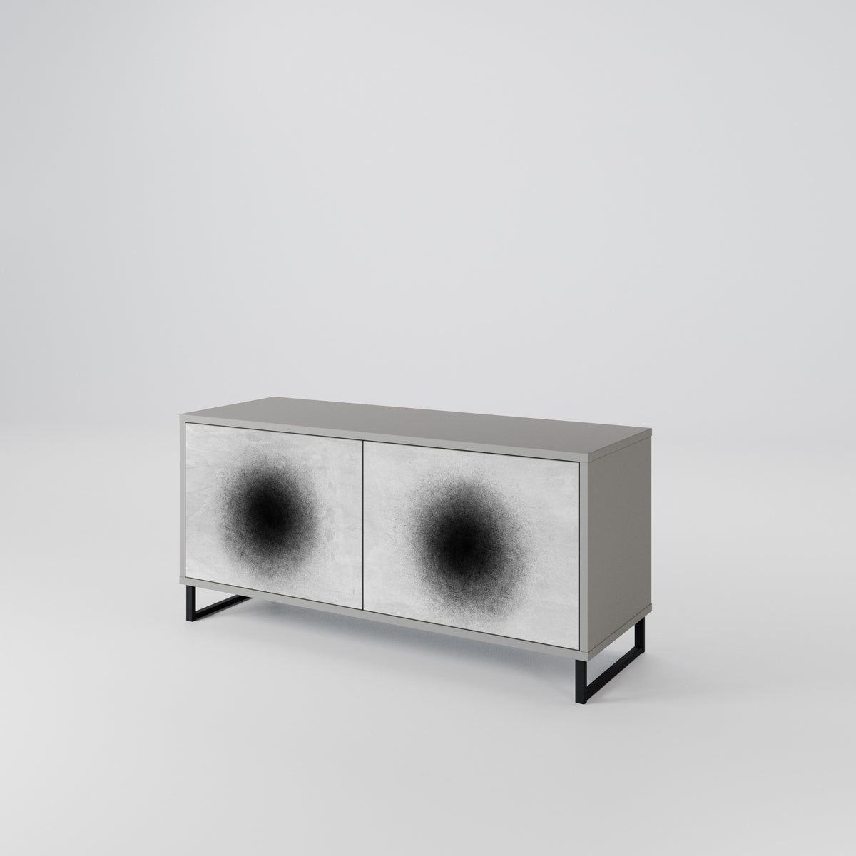BLACK HOLE Mueble de TV Compacto de 2 puertas