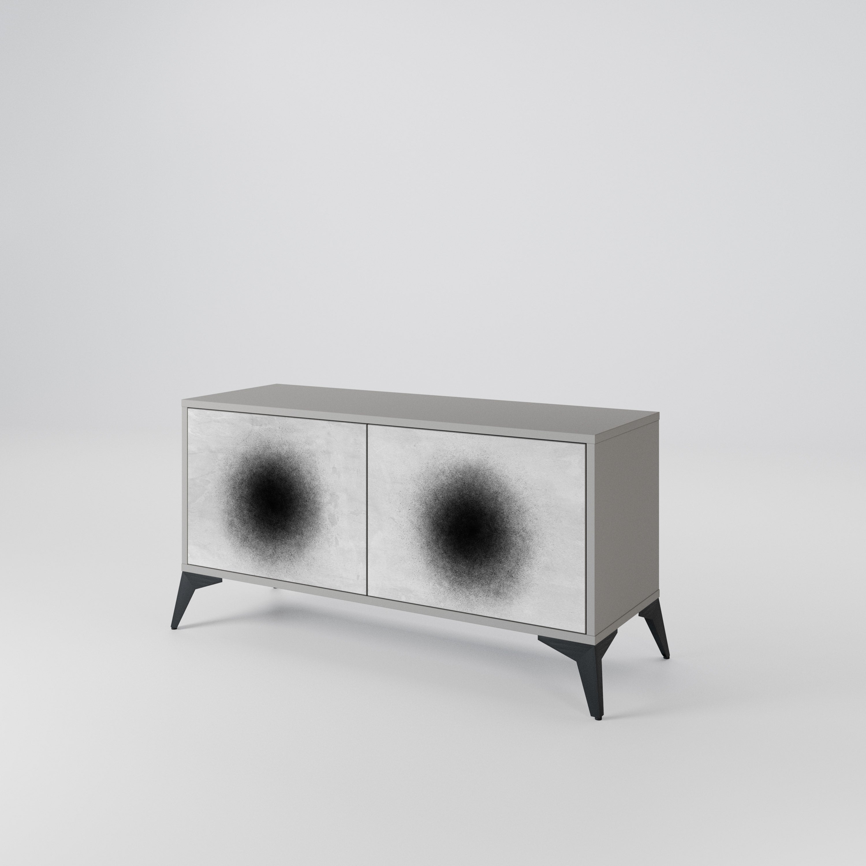 BLACK HOLE Mueble de TV Compacto de 2 puertas