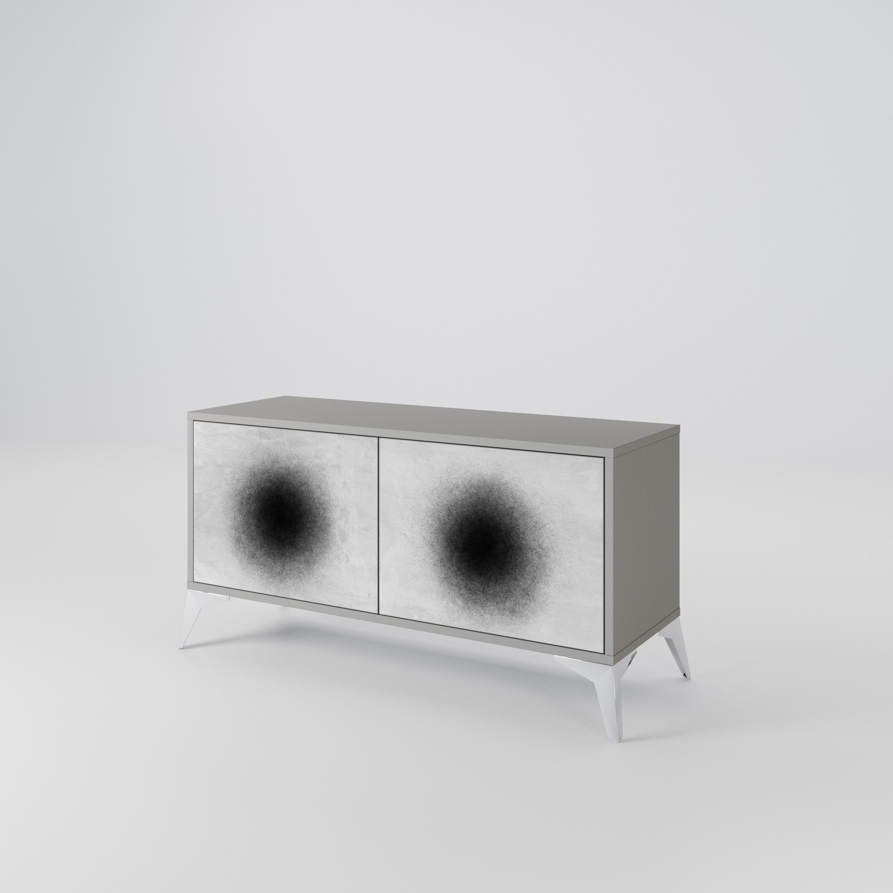 BLACK HOLE Mueble de TV Compacto de 2 puertas