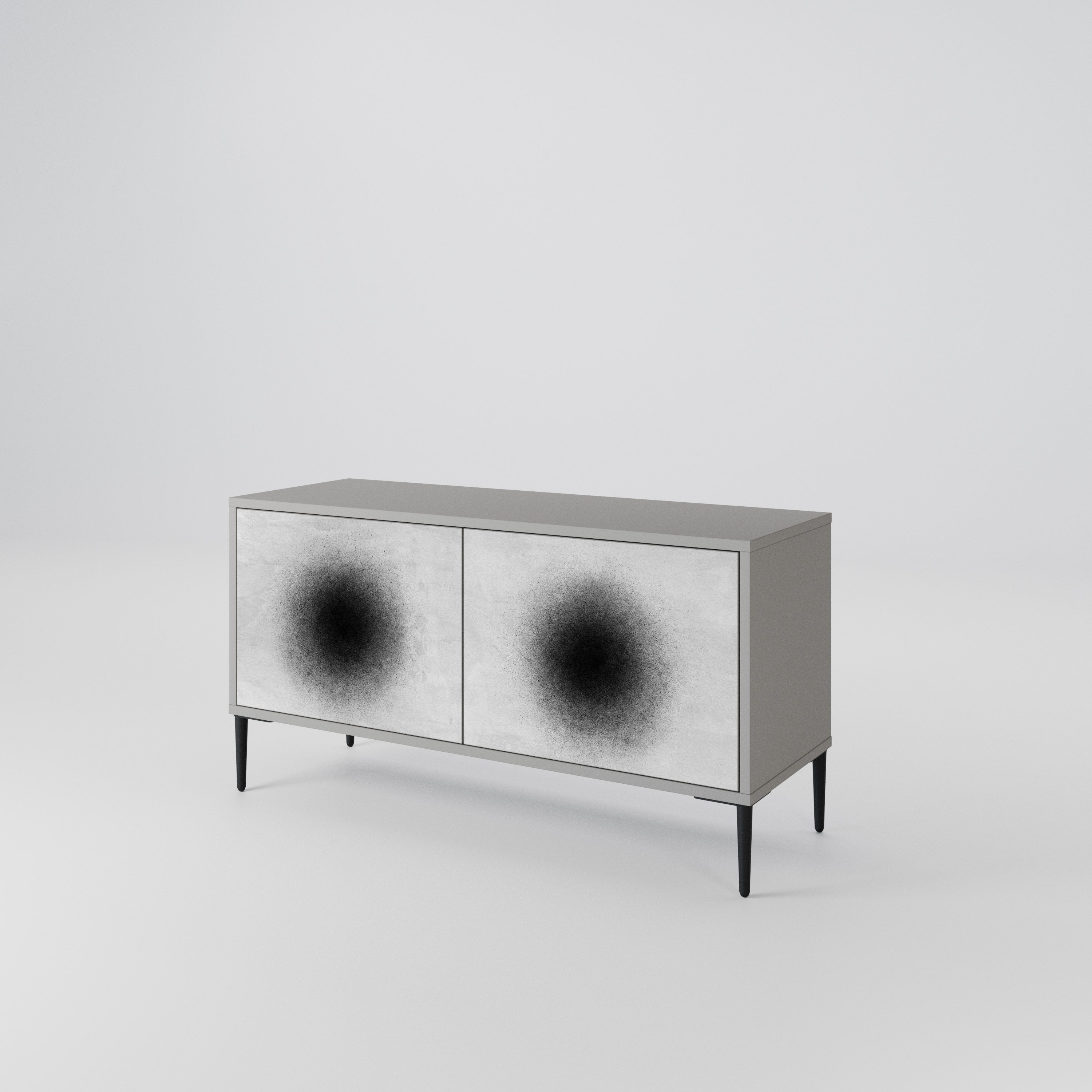 BLACK HOLE Mueble de TV Compacto de 2 puertas