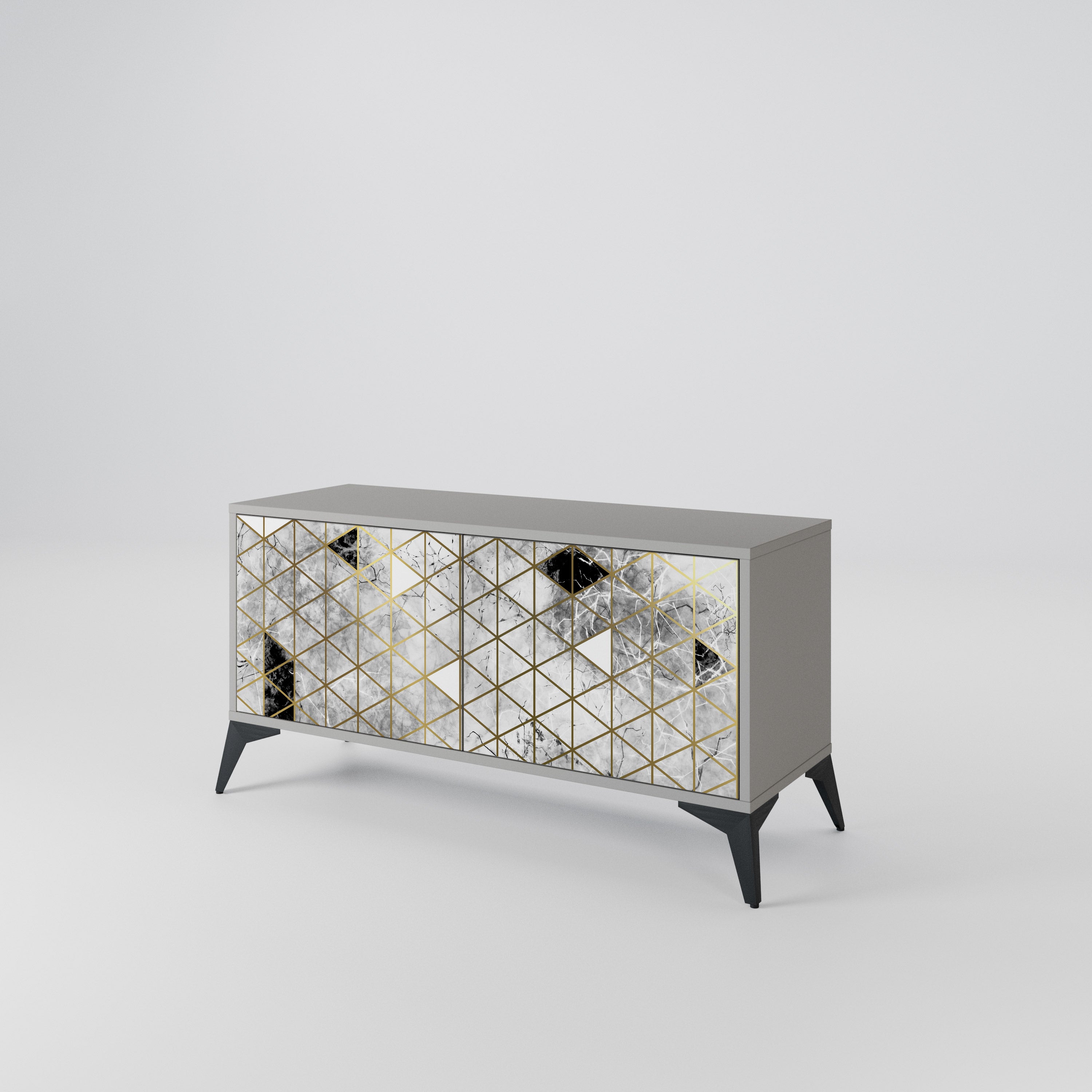 ASHEN ARIA Mueble de TV Compacto de 2 puertas