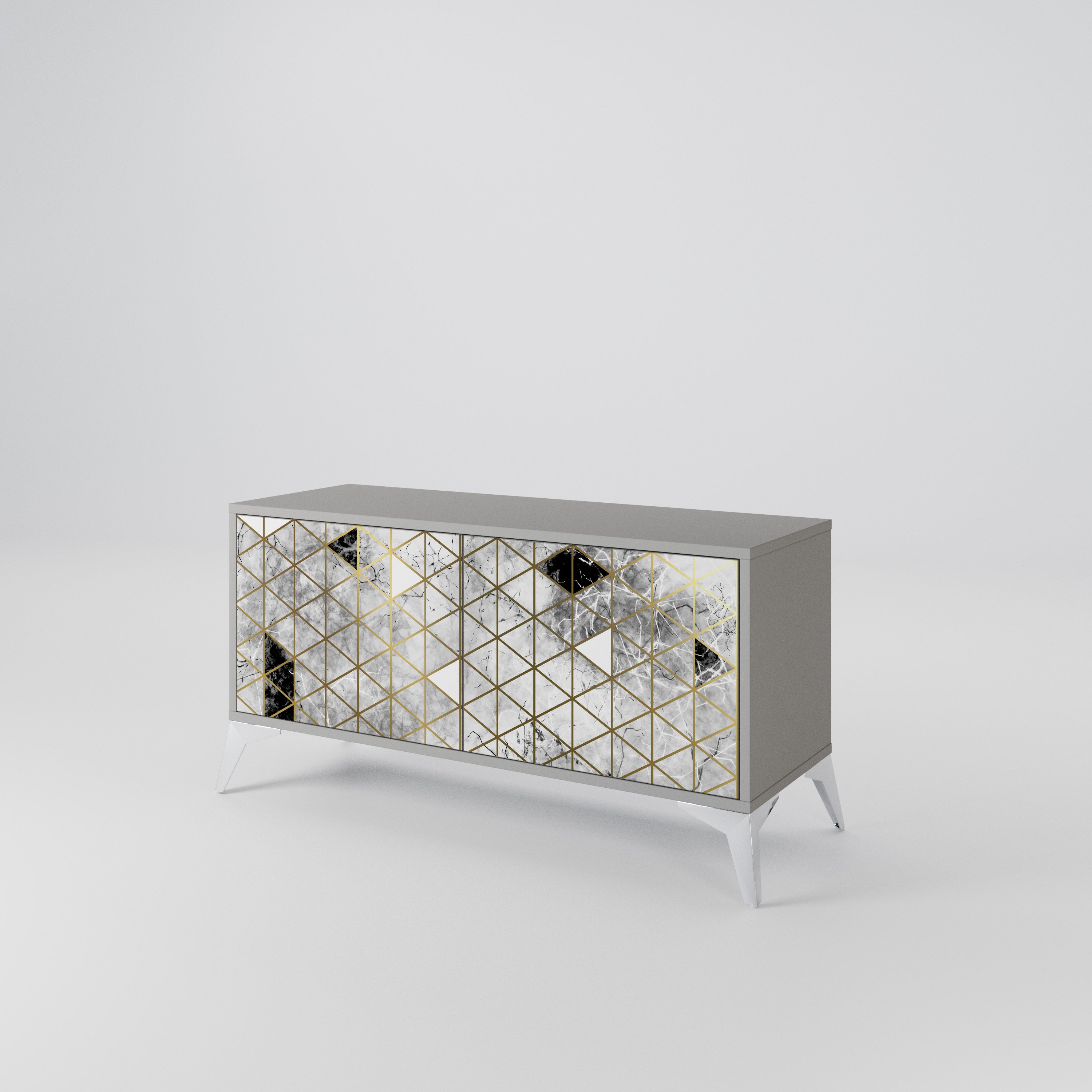 ASHEN ARIA Mueble de TV Compacto de 2 puertas