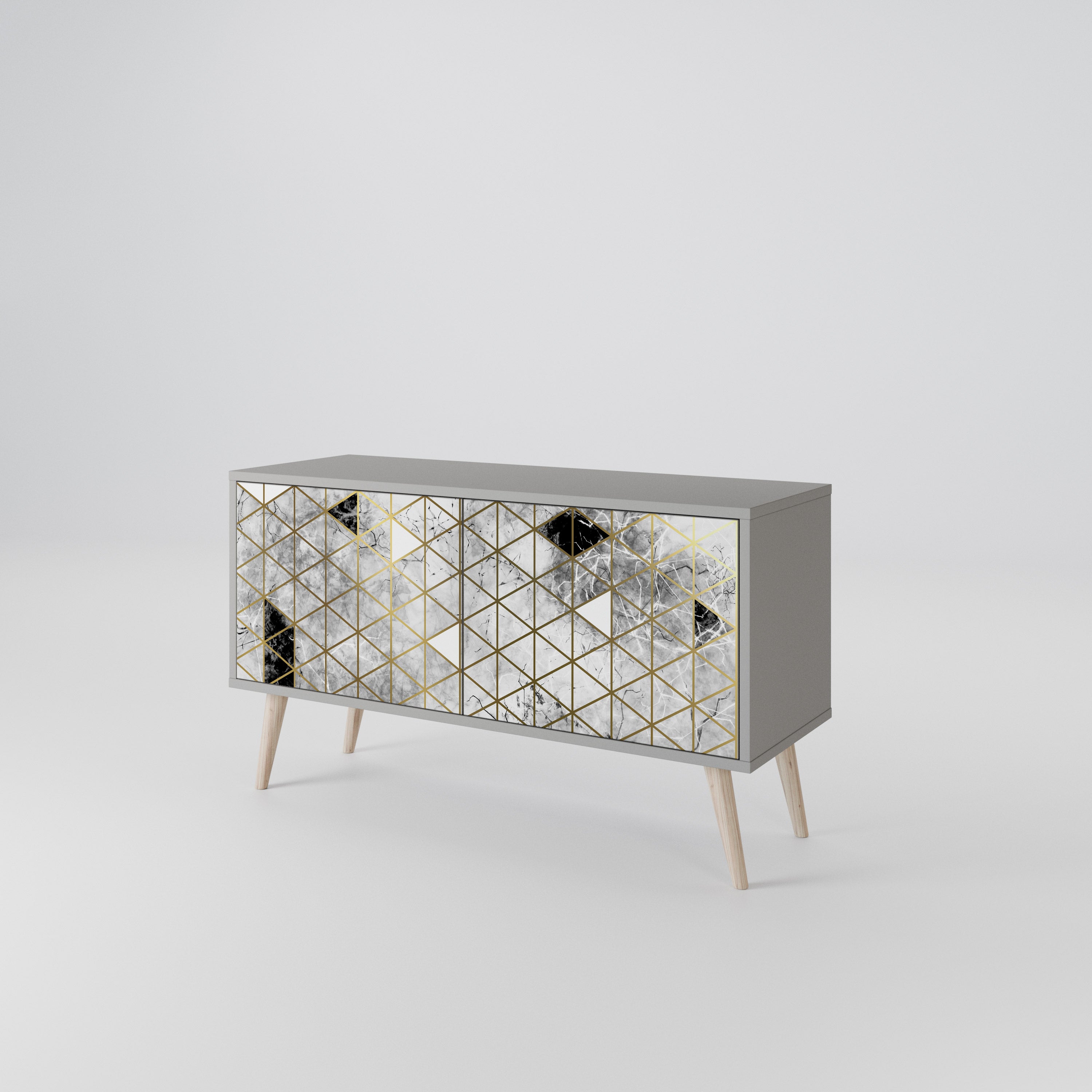 ASHEN ARIA Mueble de TV Compacto de 2 puertas