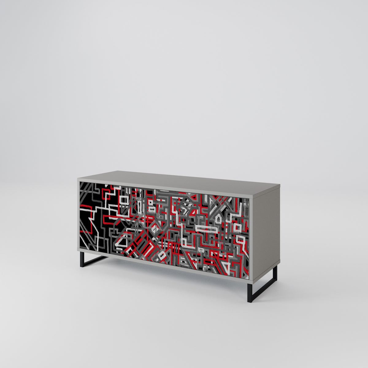 BROKEN LINES Mueble de TV Compacto de 2 puertas