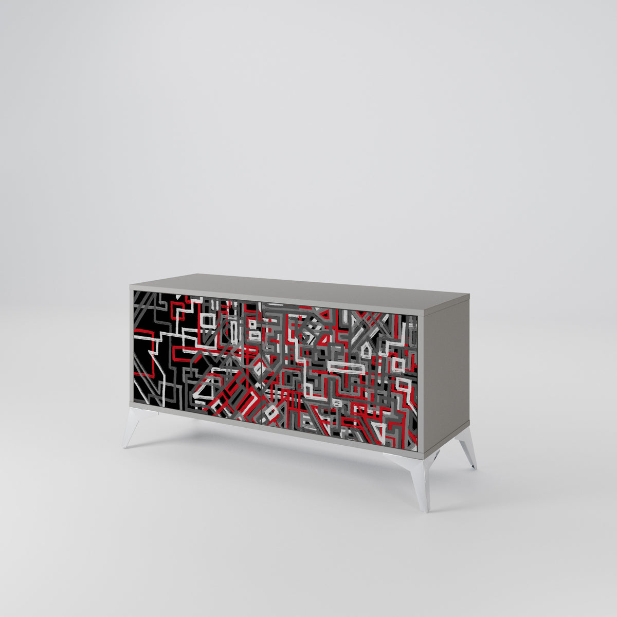 BROKEN LINES Mueble de TV Compacto de 2 puertas